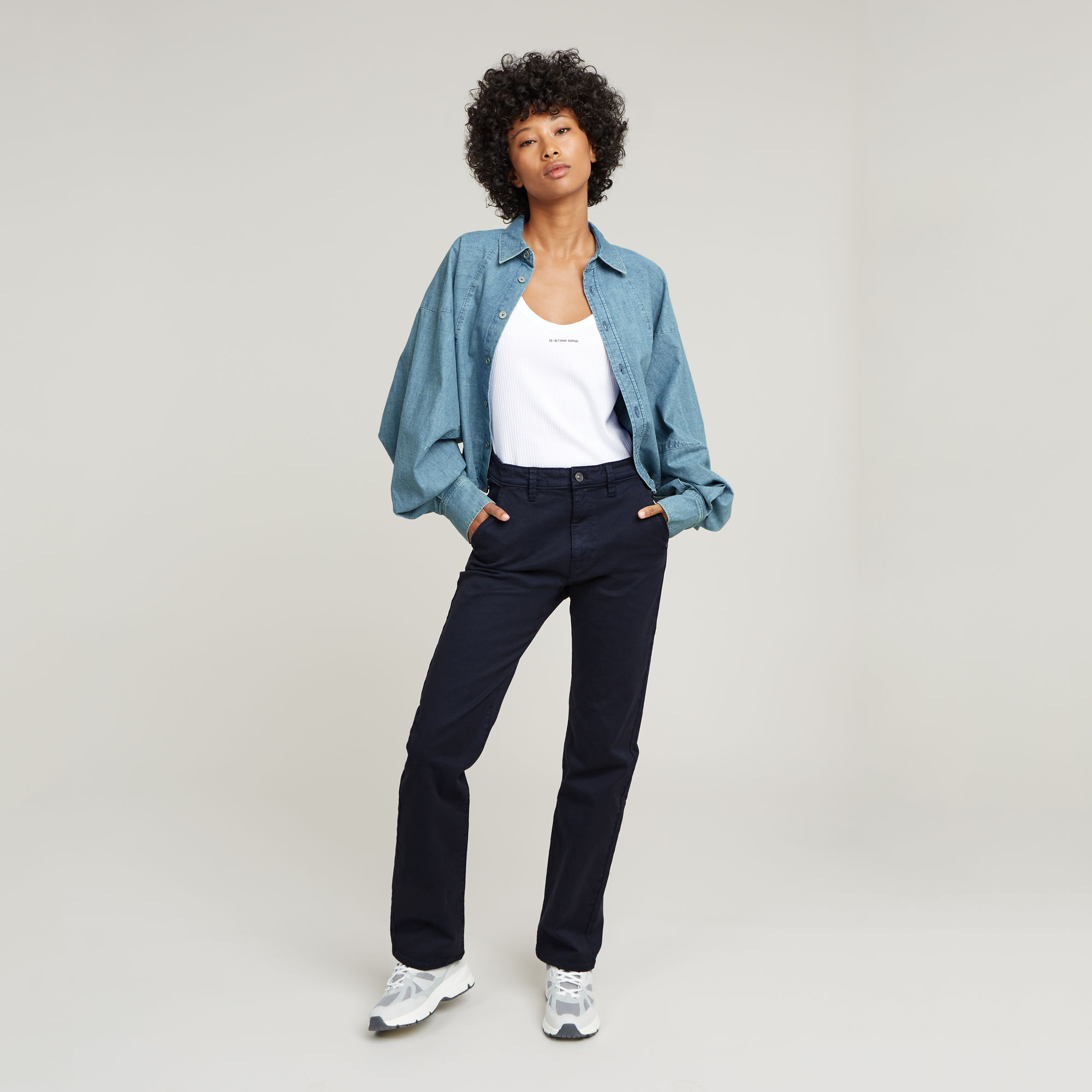 G-Star RAW Viktoria High Straight Chino Donkerblauw Dames