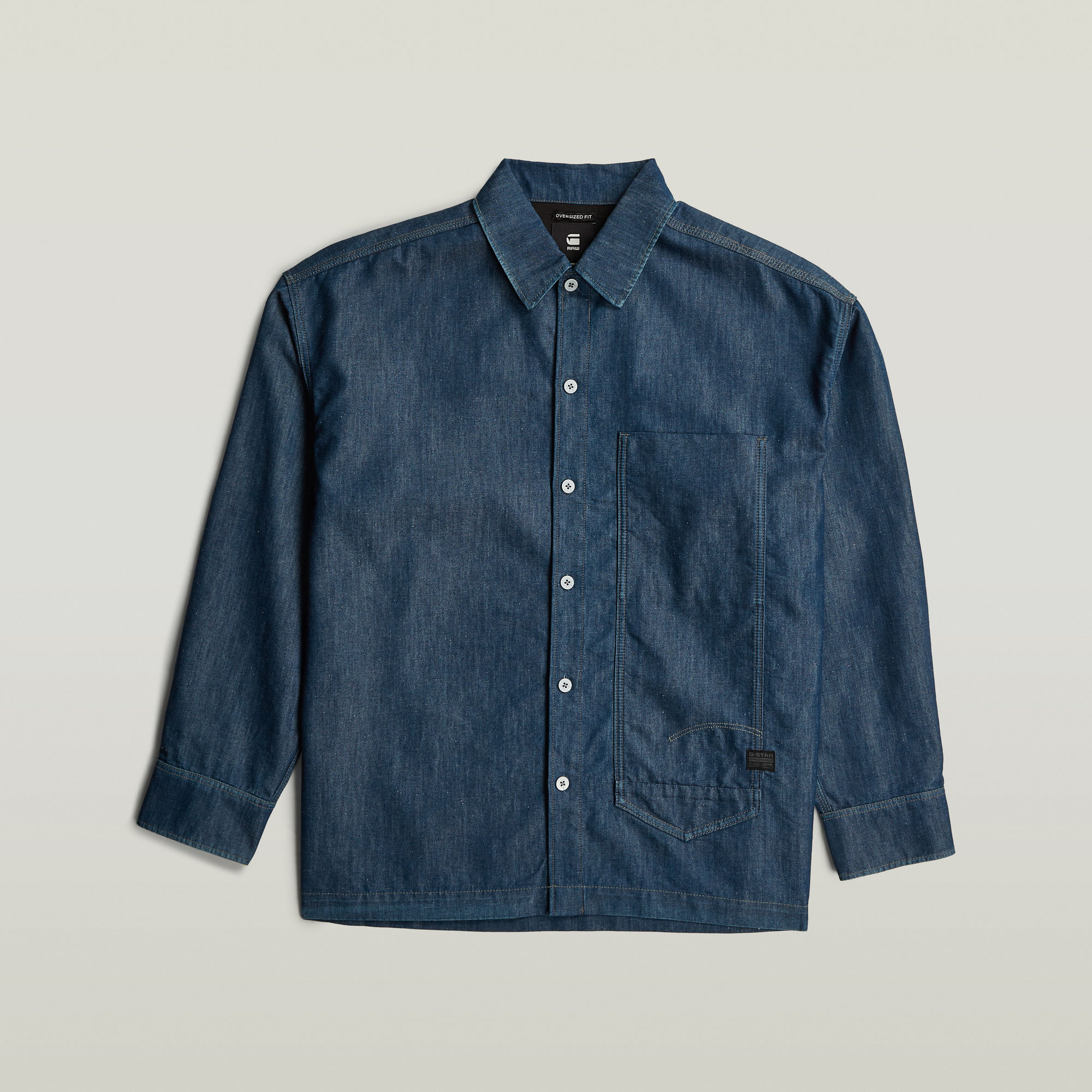 G-Star RAW Long Pocket Boxy Fit Shirt Donkerblauw Heren