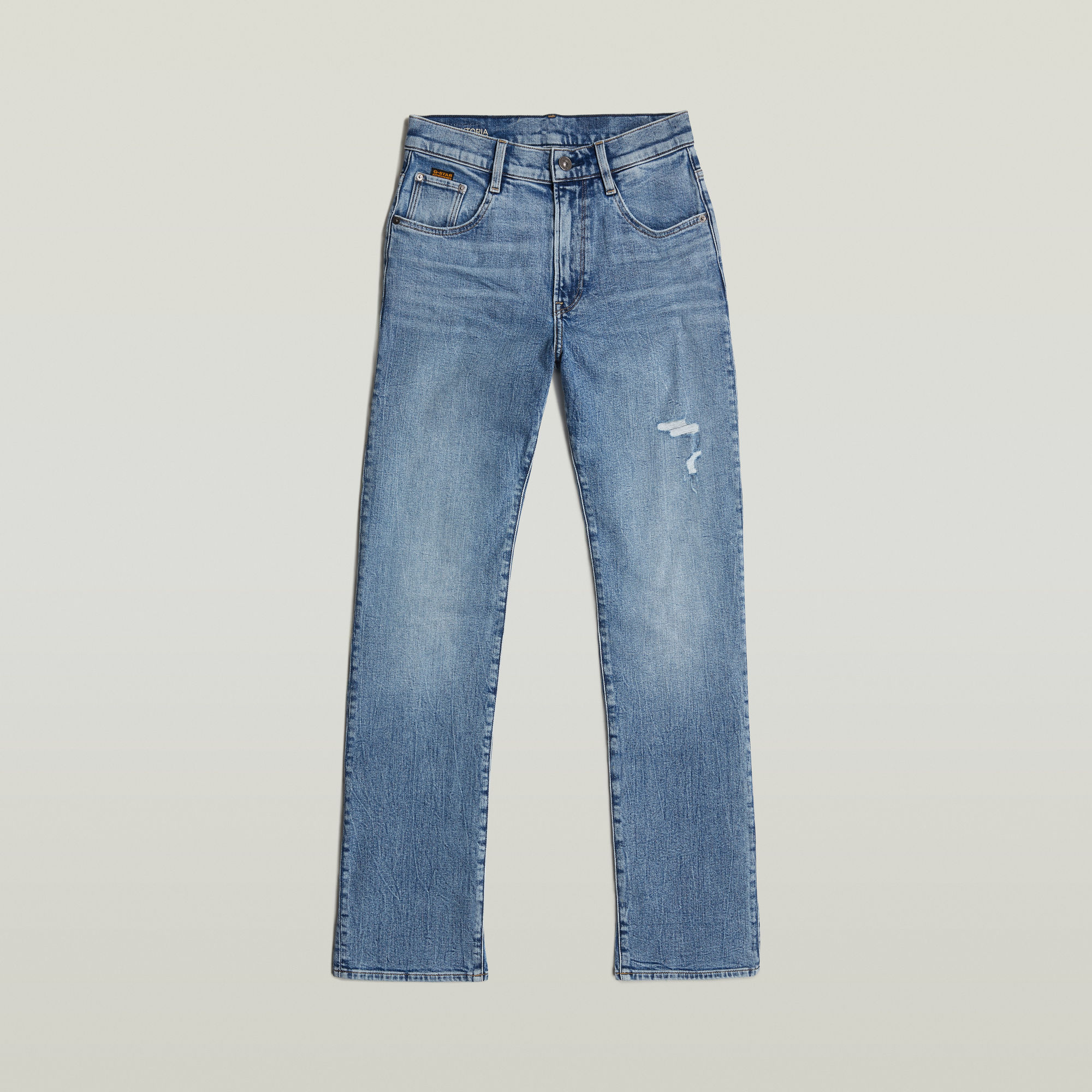 Thumbnail - Viktoria High Straight Jeans - Mittelblau - Damen