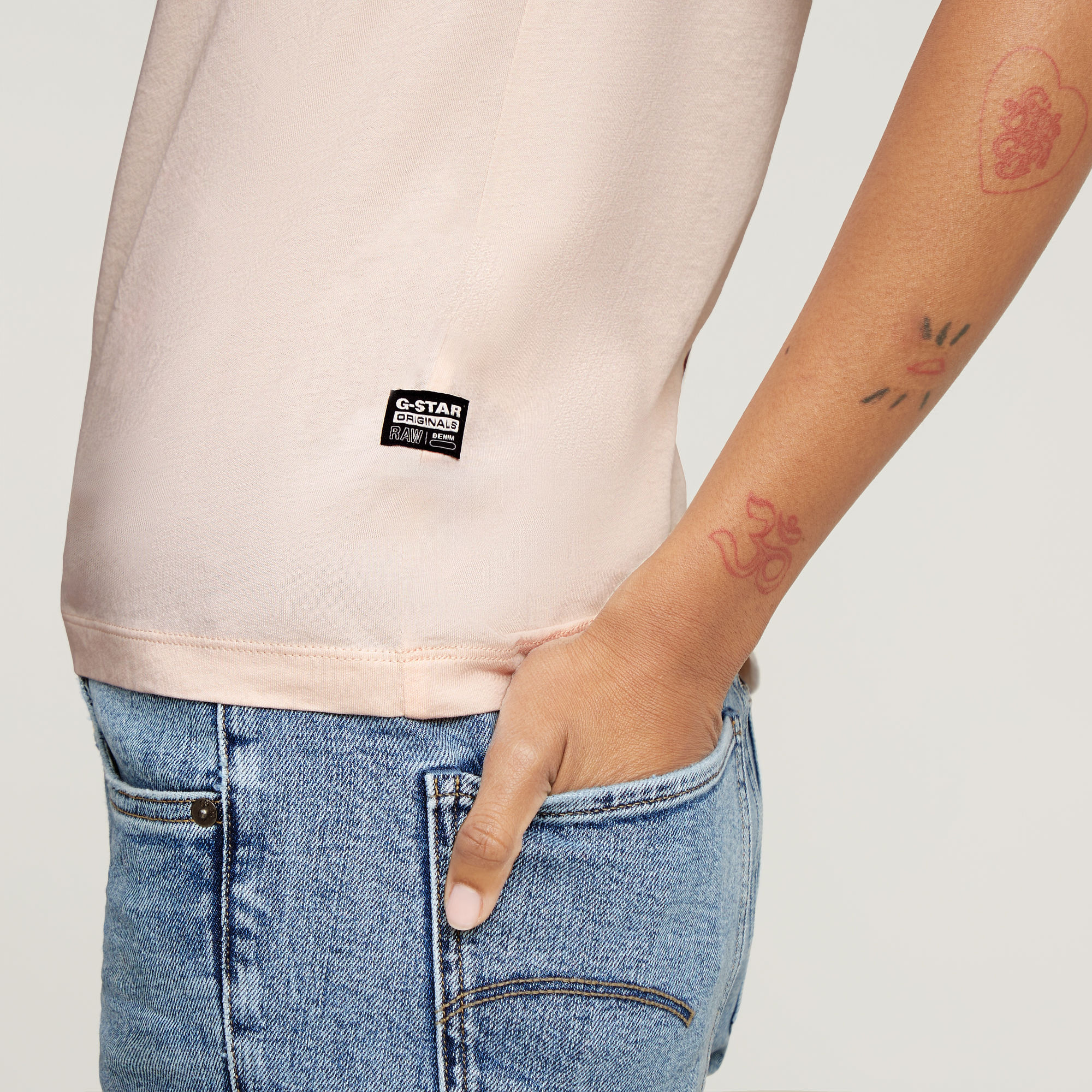 G-Star RAW Eyben Slim V-Hals Top 2.0 Roze Dames