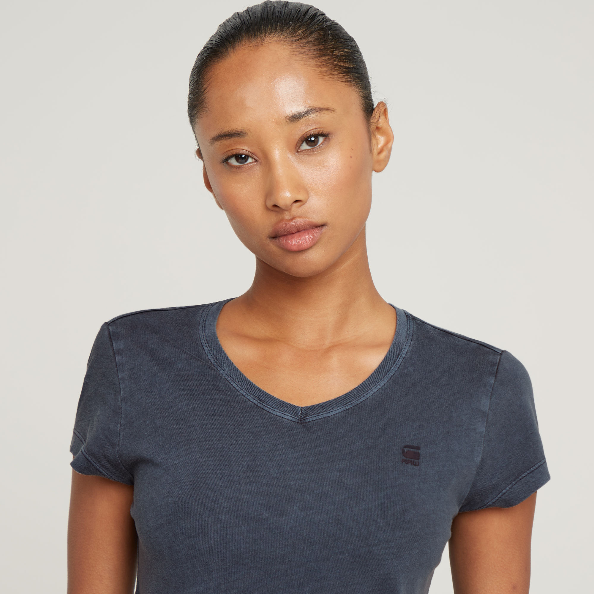 G-Star RAW Overdyed Eyben Slim V-Hals Top 2.0 Donkerblauw Dames