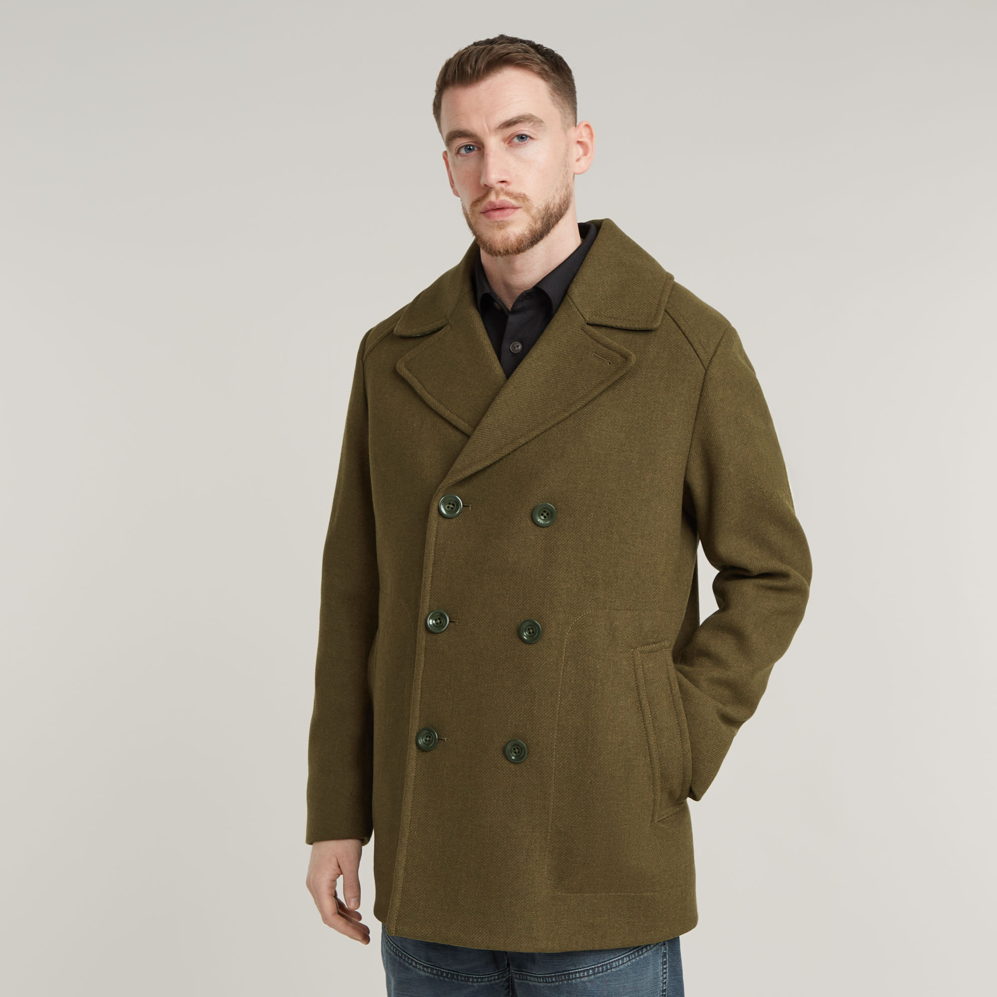 

Wool Peacoat - Green - Men