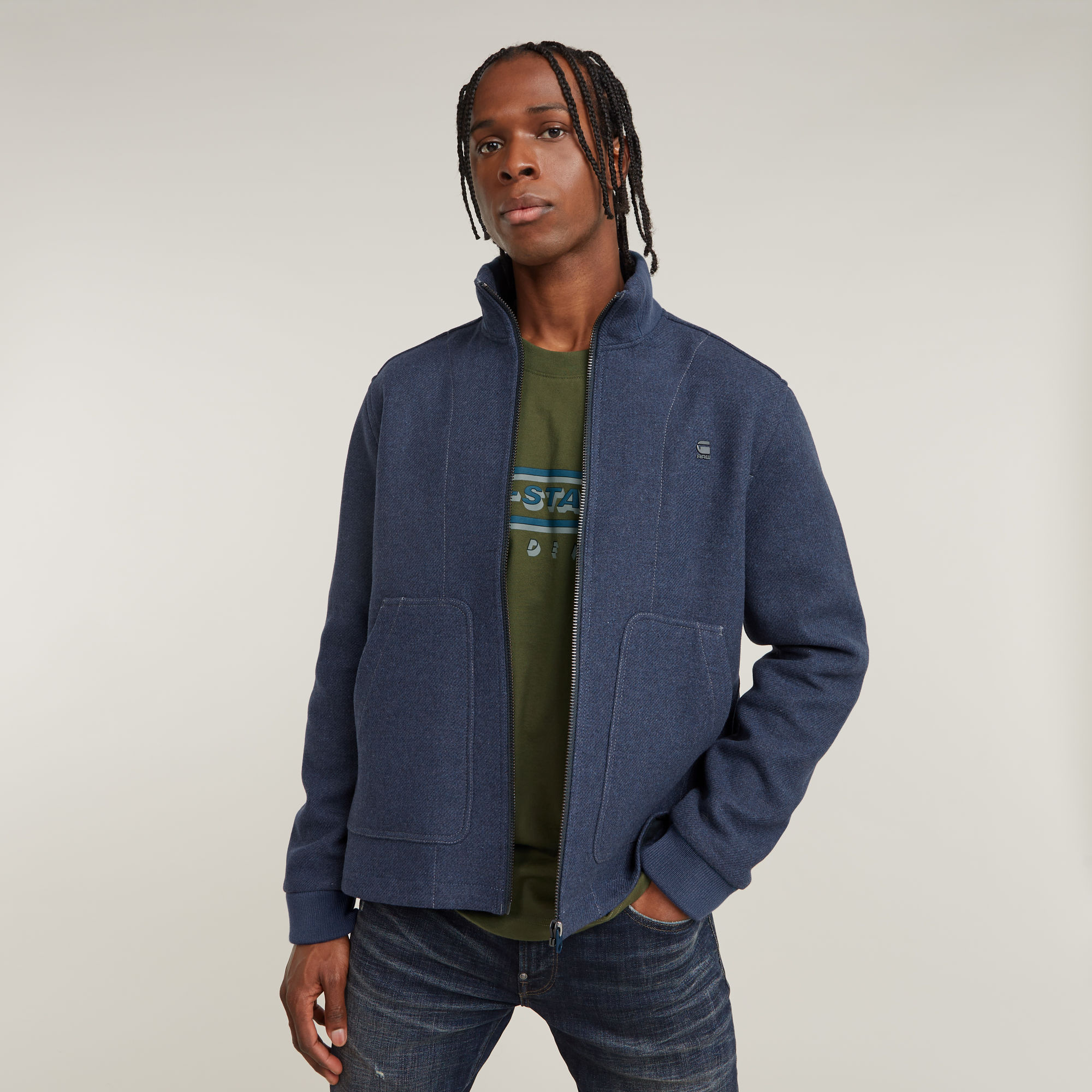 Wool Utility Jacket - Mittelblau - Herren