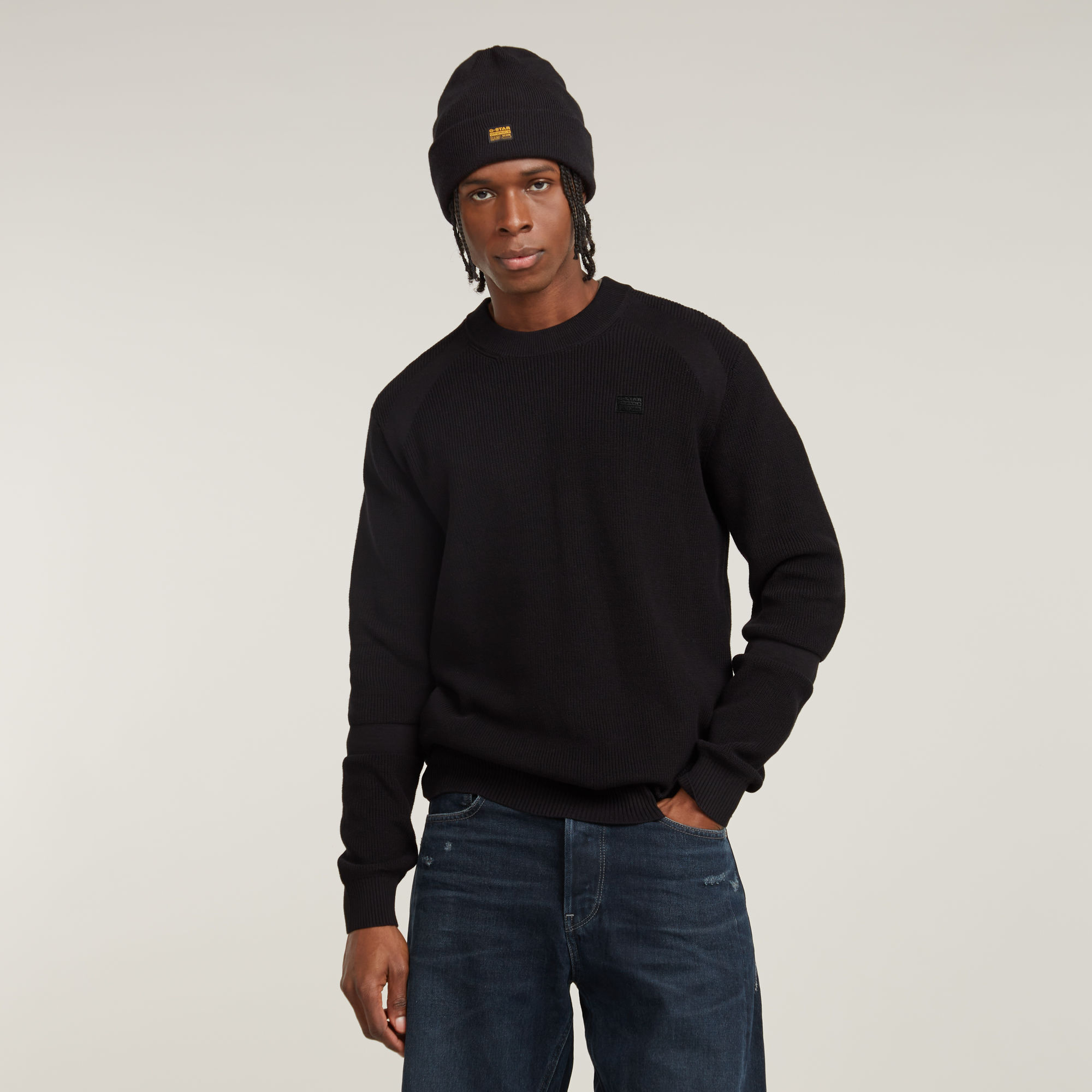 

Detailed Knitted Sweater - Black - Men