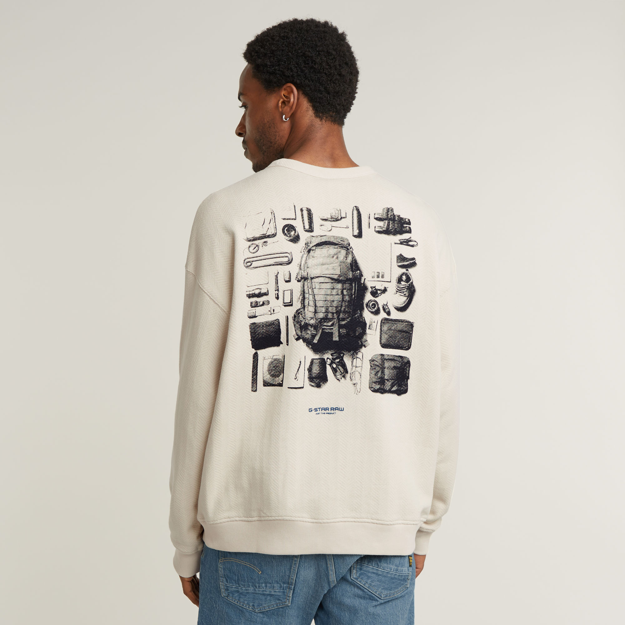 Knolling Back Graphic Loose Sweater - Weiß - Herren