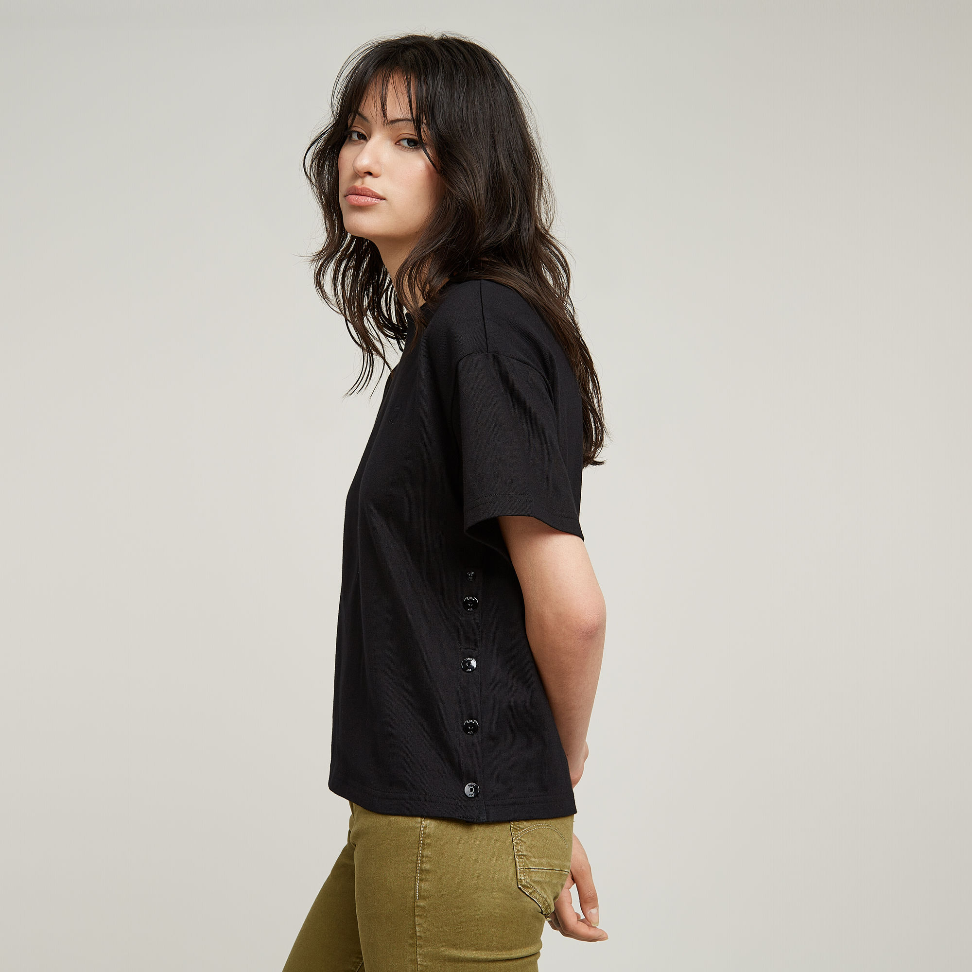 G-Star RAW Side Buttons Relaxed Top Zwart Dames