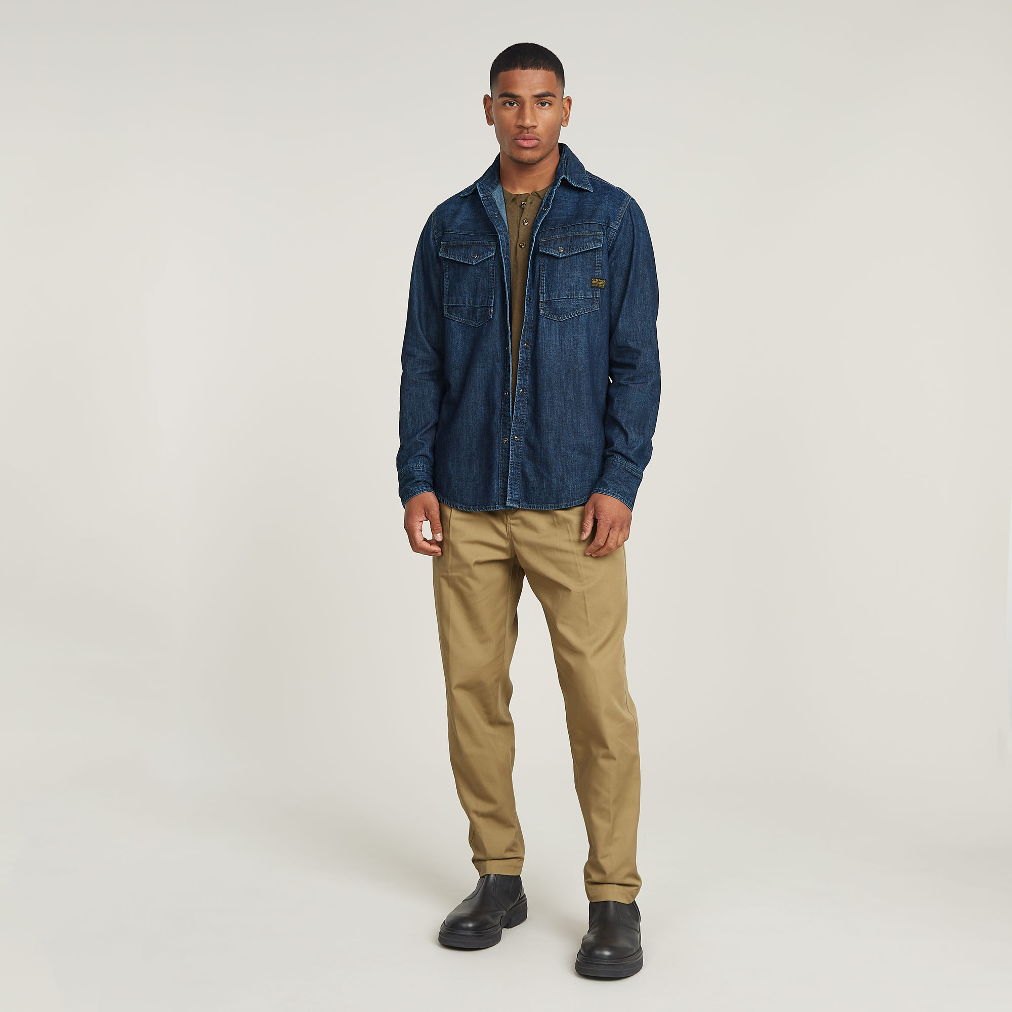 Thumbnail - Dakota Slim Denim Hemd - Dunkelblau - Herren