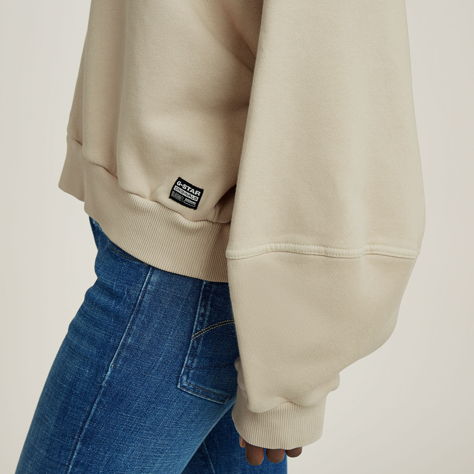 G-Star RAW Overdyed Big Sleeve Oversized Sweater Beige Dames