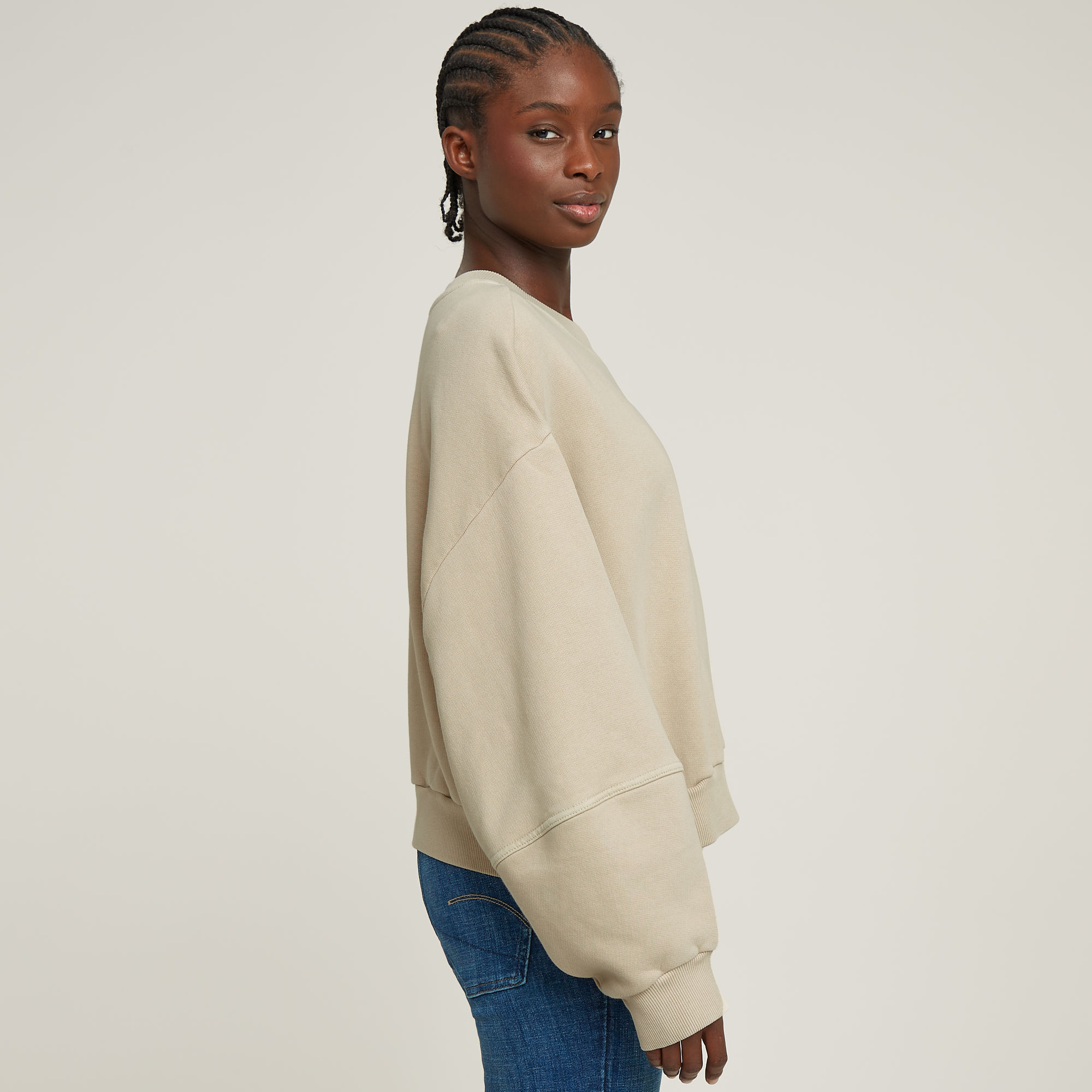 G-Star RAW Overdyed Big Sleeve Oversized Sweater Beige Dames