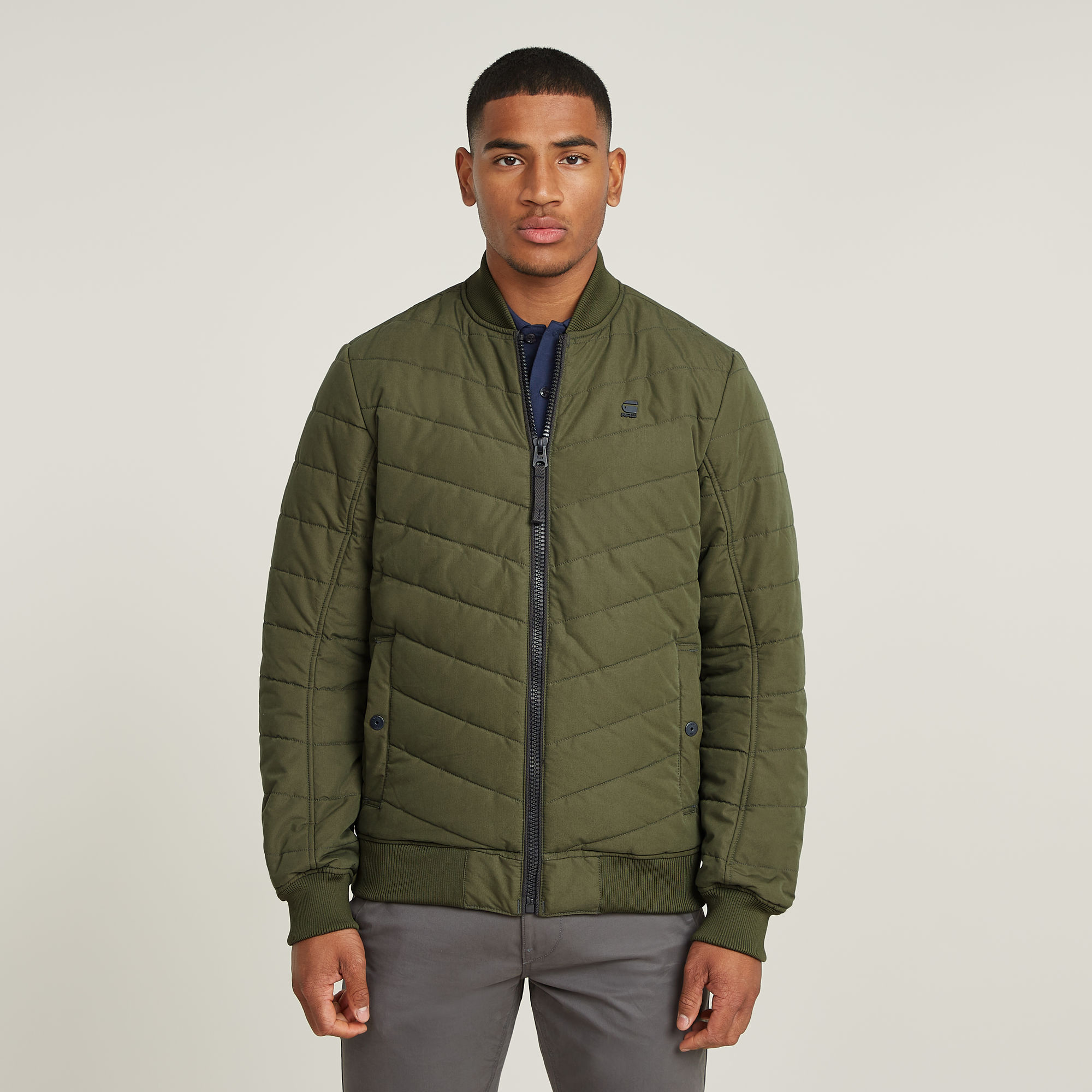 Padded Bomber Jacke - Grün - Herren