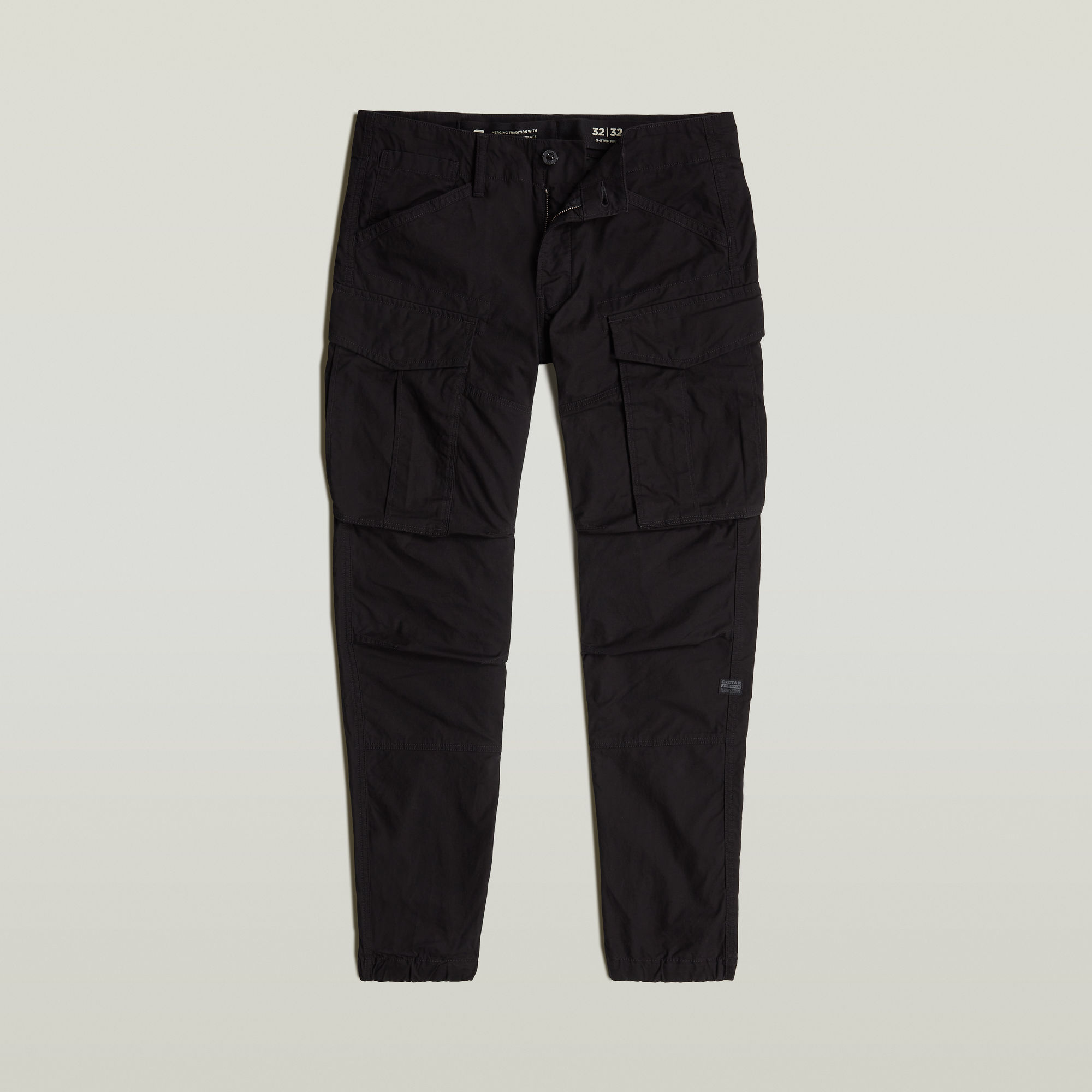 G-Star RAW Cargo Broek 3D Regular Tapered Cuffed Zwart Heren