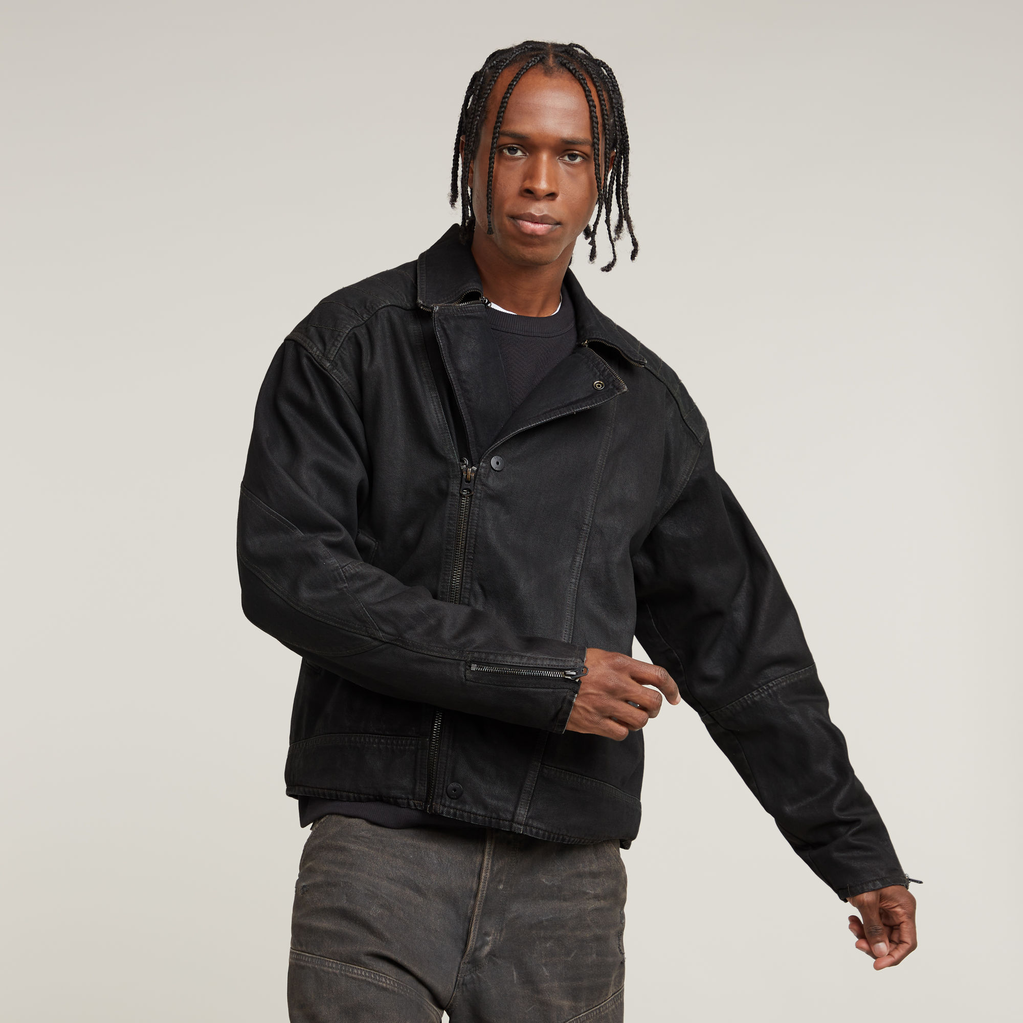 G-Star RAW Biker Denim Jack Bruin Heren