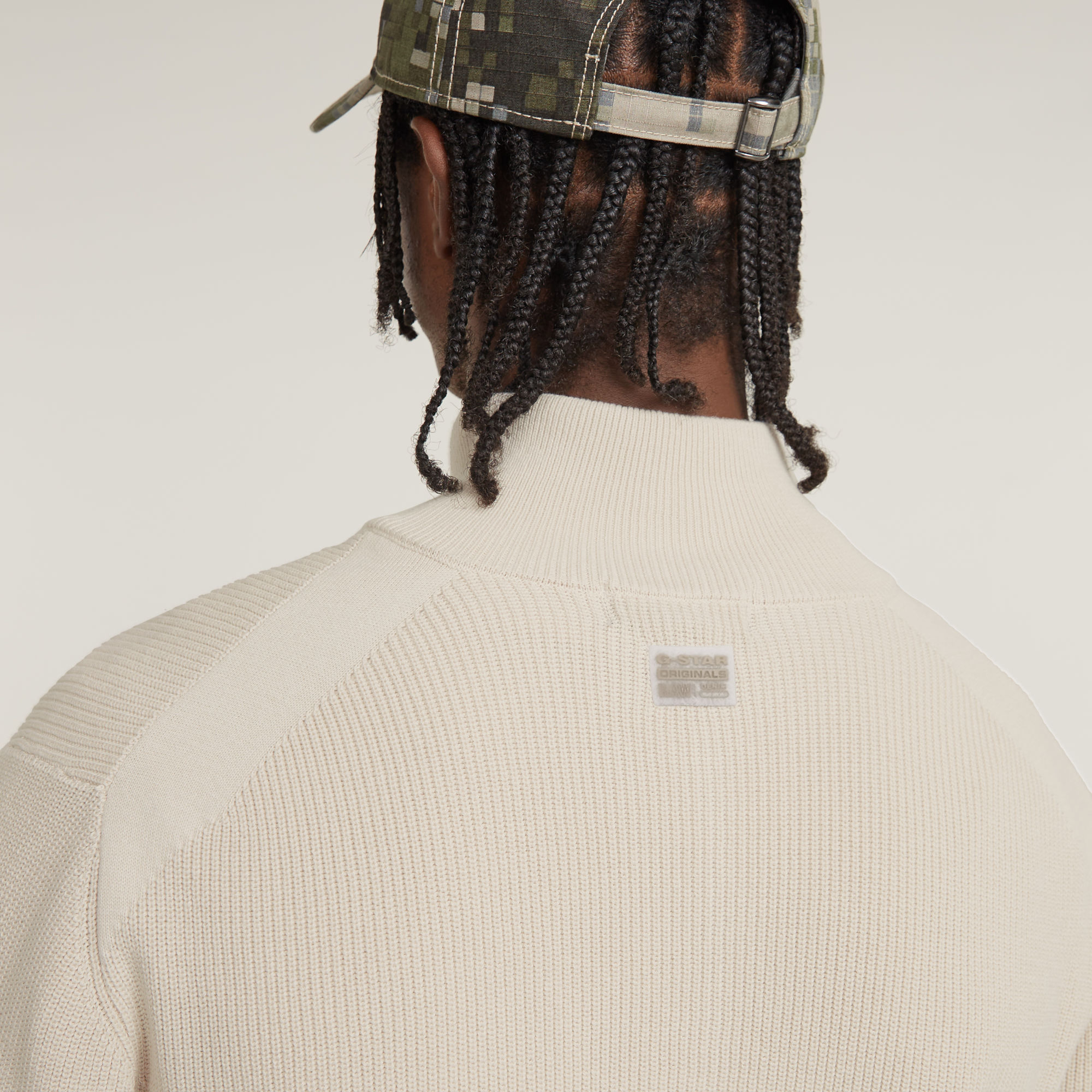 G-Star RAW Detailed Gebreide Trui Met Rits Wit Heren