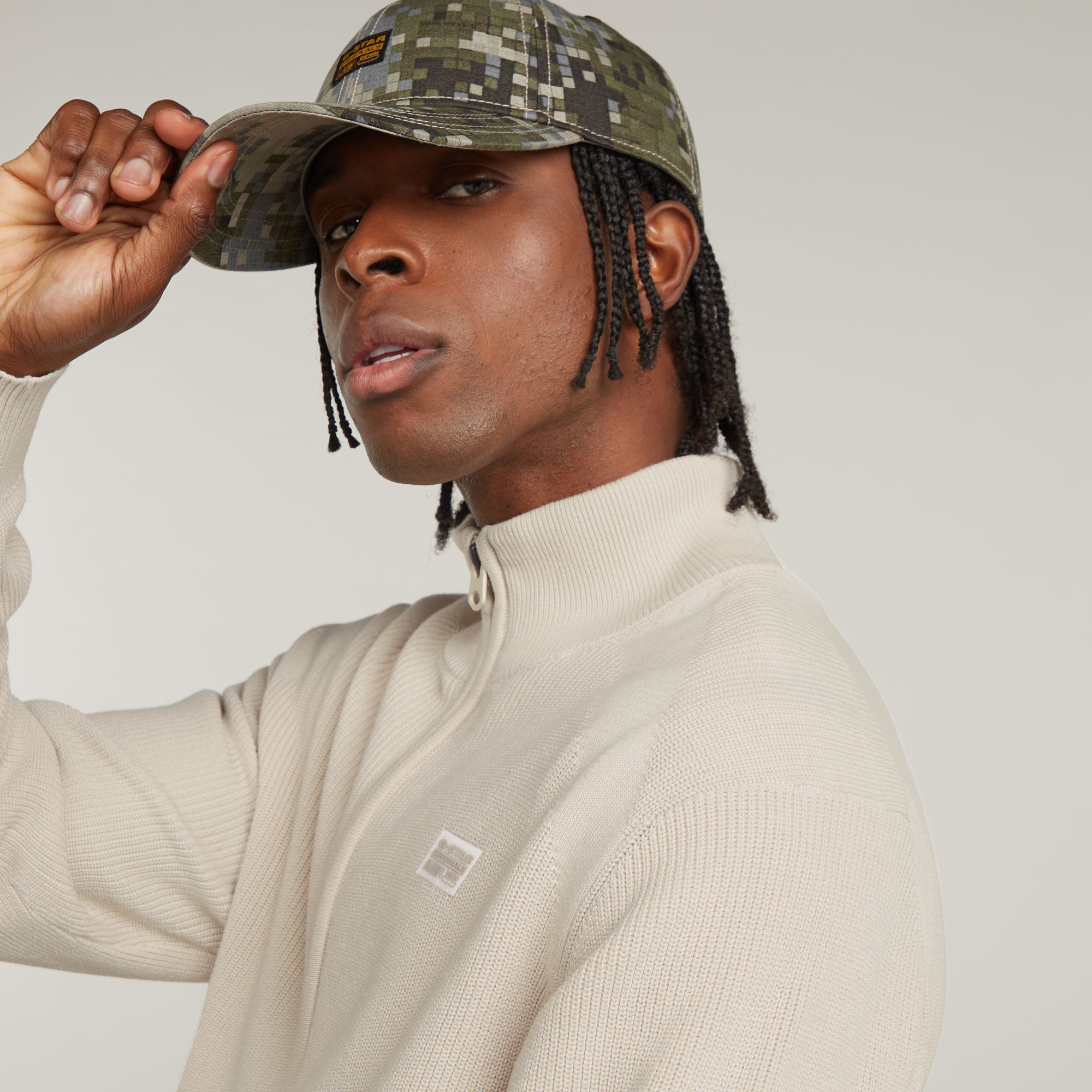 G-Star RAW Detailed Gebreide Trui Met Rits Wit Heren