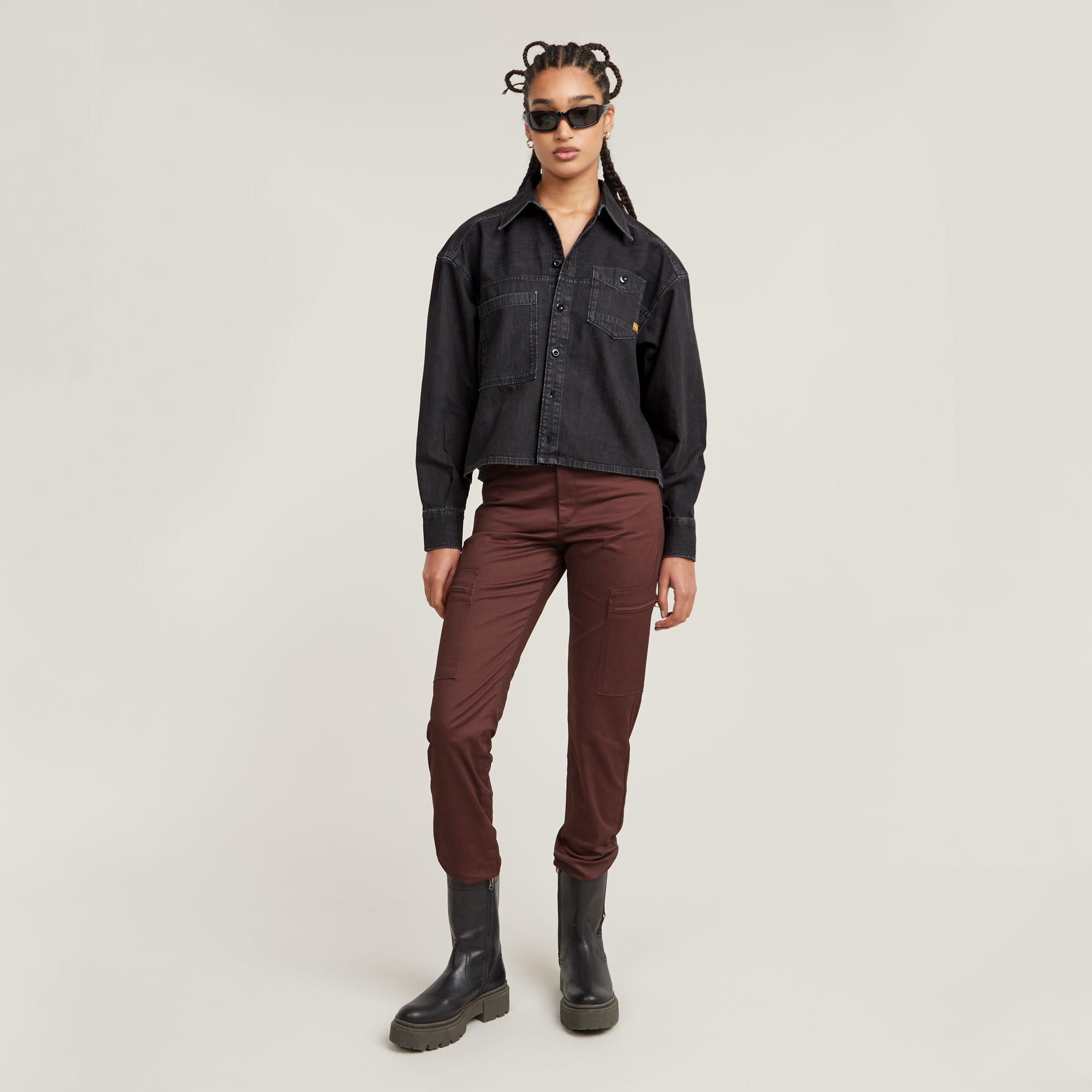 G-Star RAW Cropped Blouse Zwart Dames