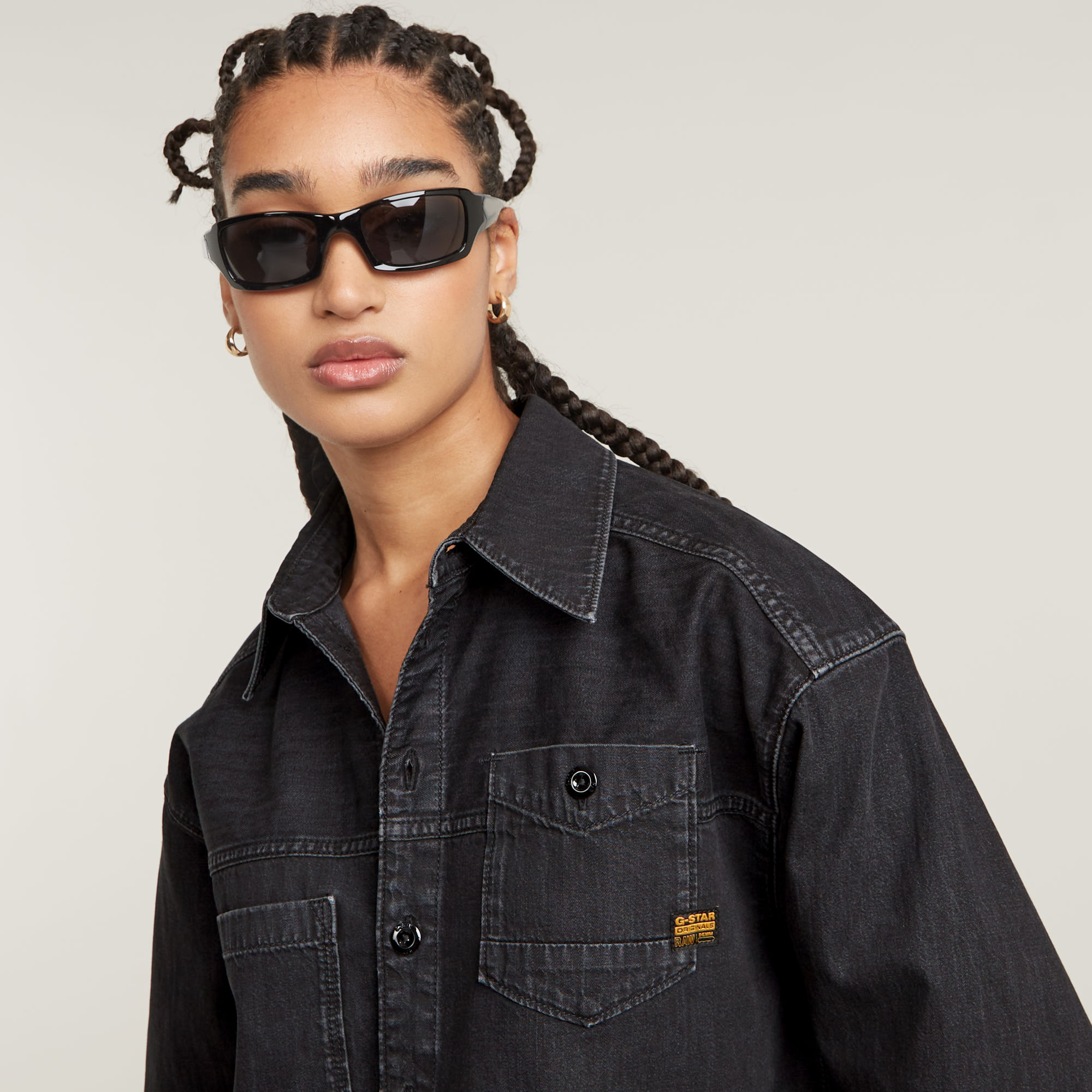 G-Star RAW Cropped Blouse Zwart Dames