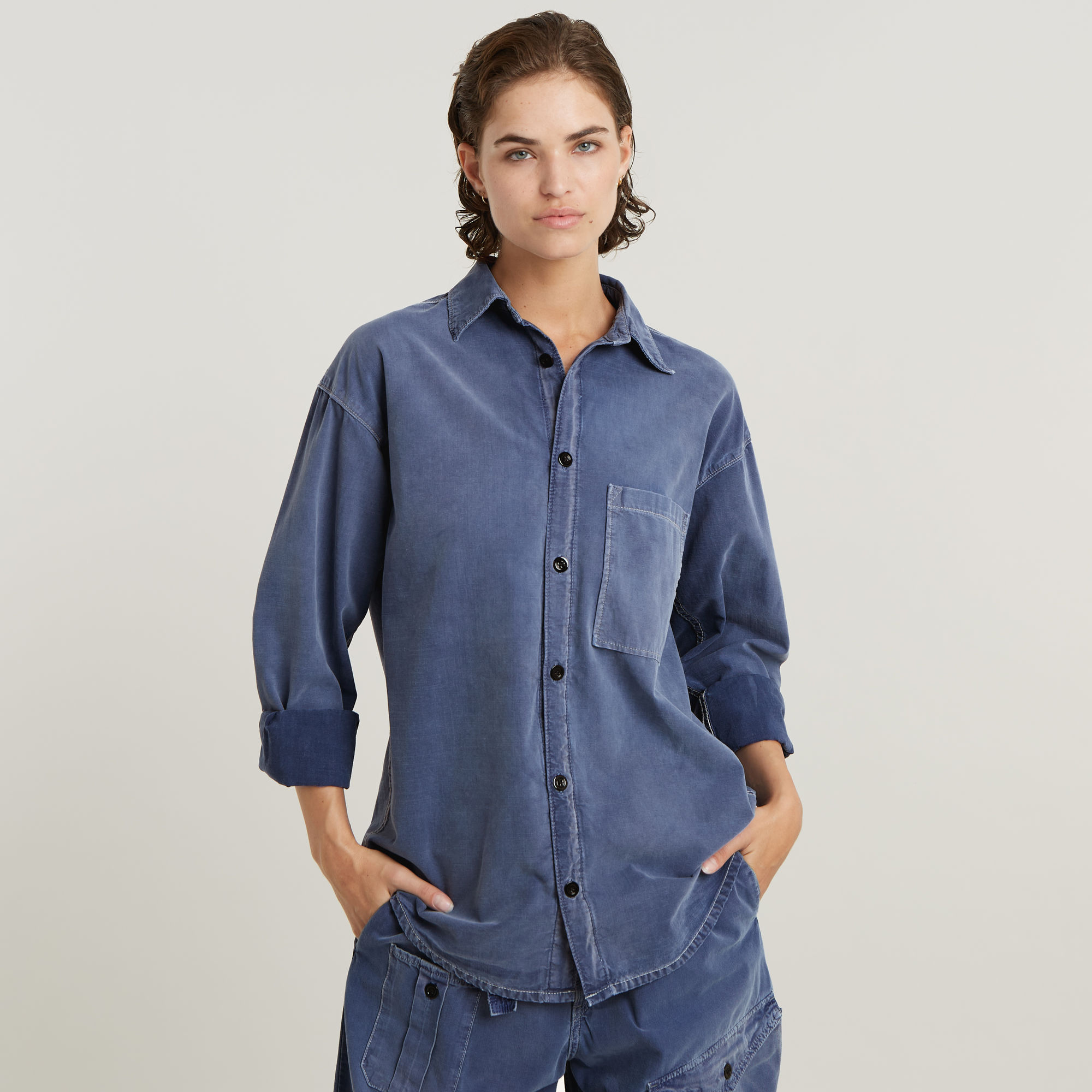 Relaxed Hemd - Mittelblau - Damen