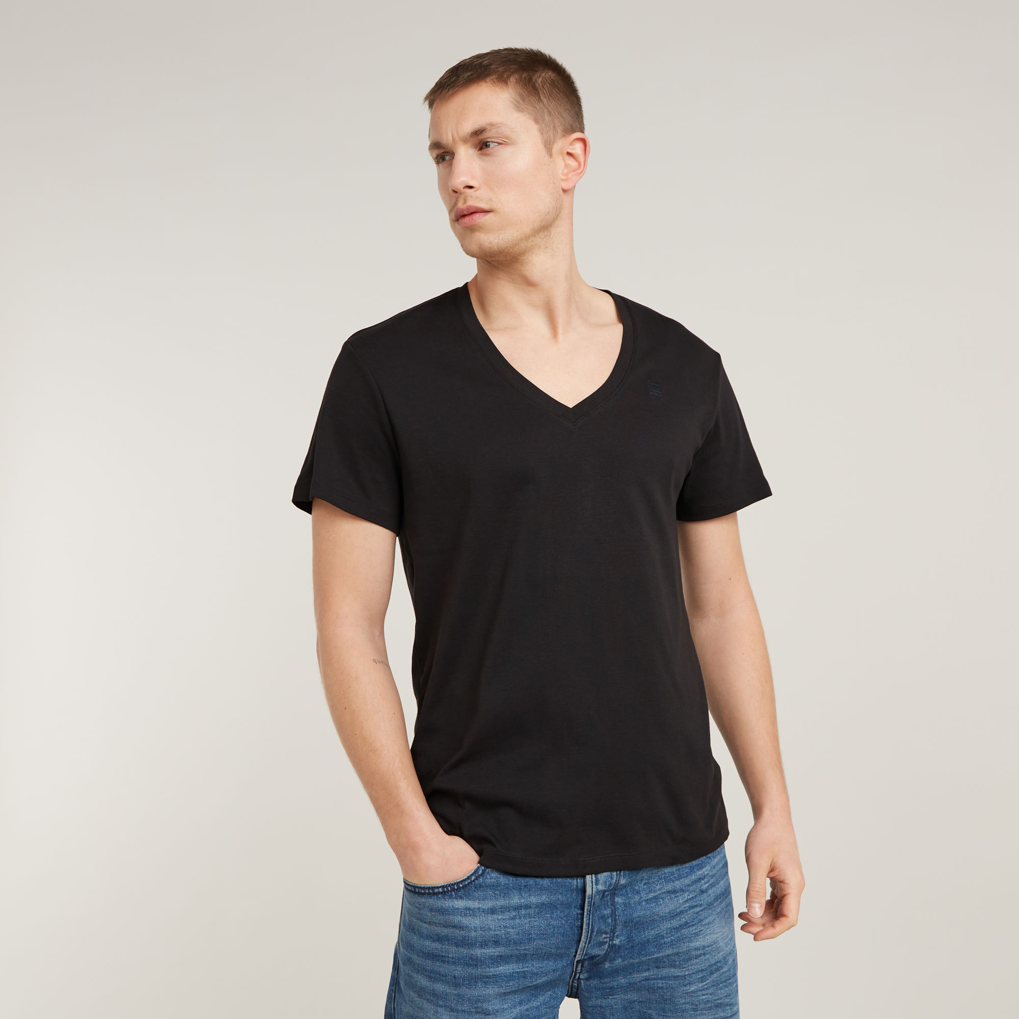 

Base V-Hals T-Shirt Set Van Twee - Zwart - Heren