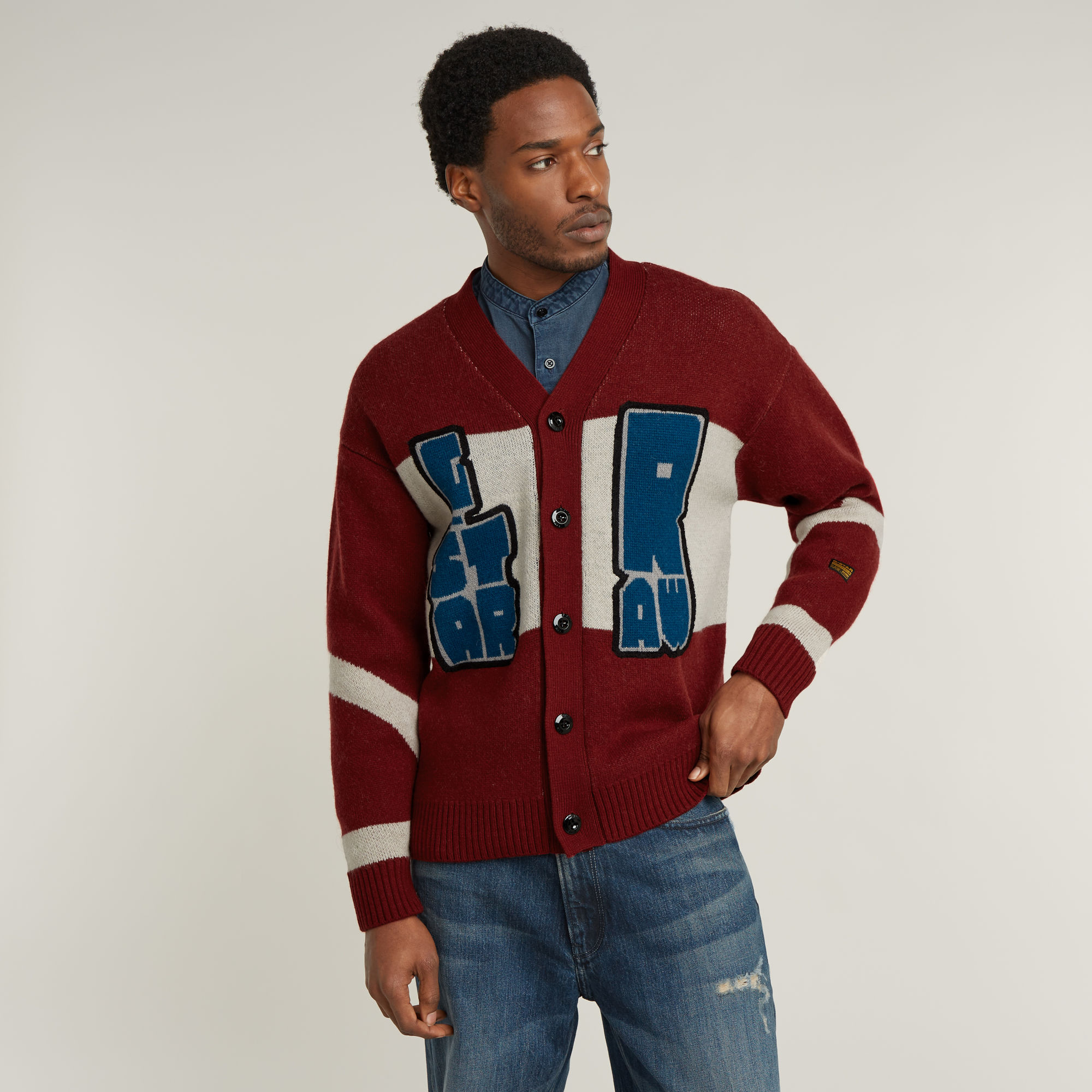 

Holiday Loose Knitted Cardigan - Red - Men