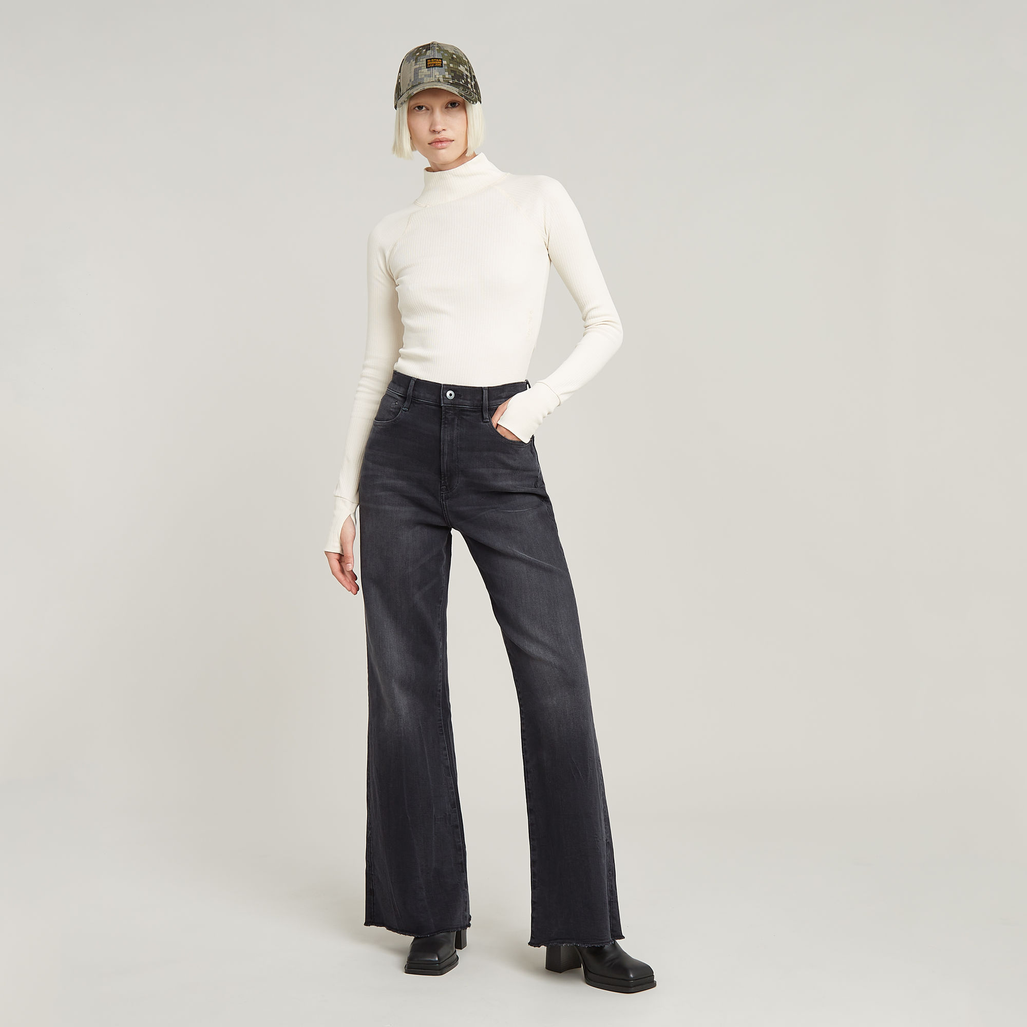 G-Star RAW Deck Ultra High Wide Leg Jeans Grijs Dames
