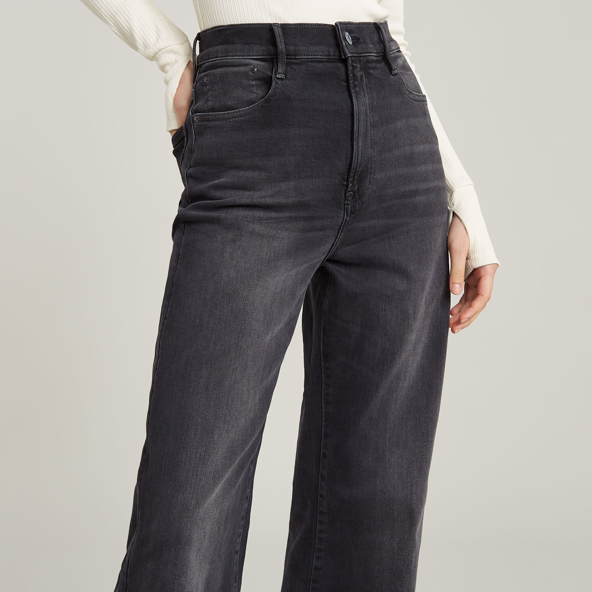 G-Star RAW Deck Ultra High Wide Leg Jeans Grijs Dames