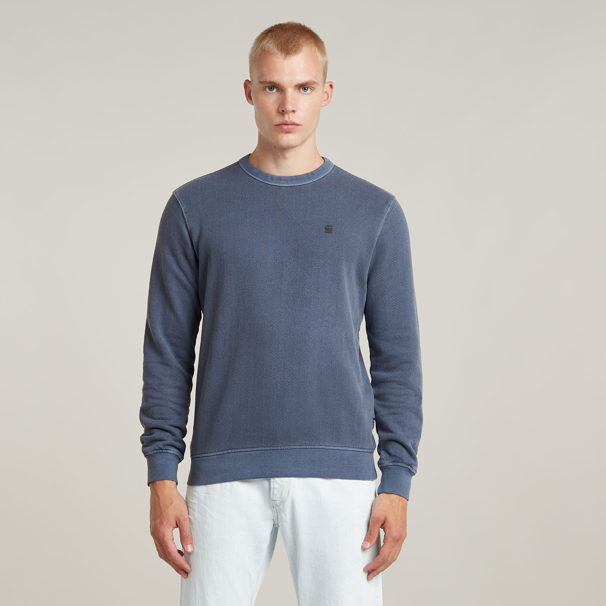

Overdyed Sweater - Midden blauw - Heren
