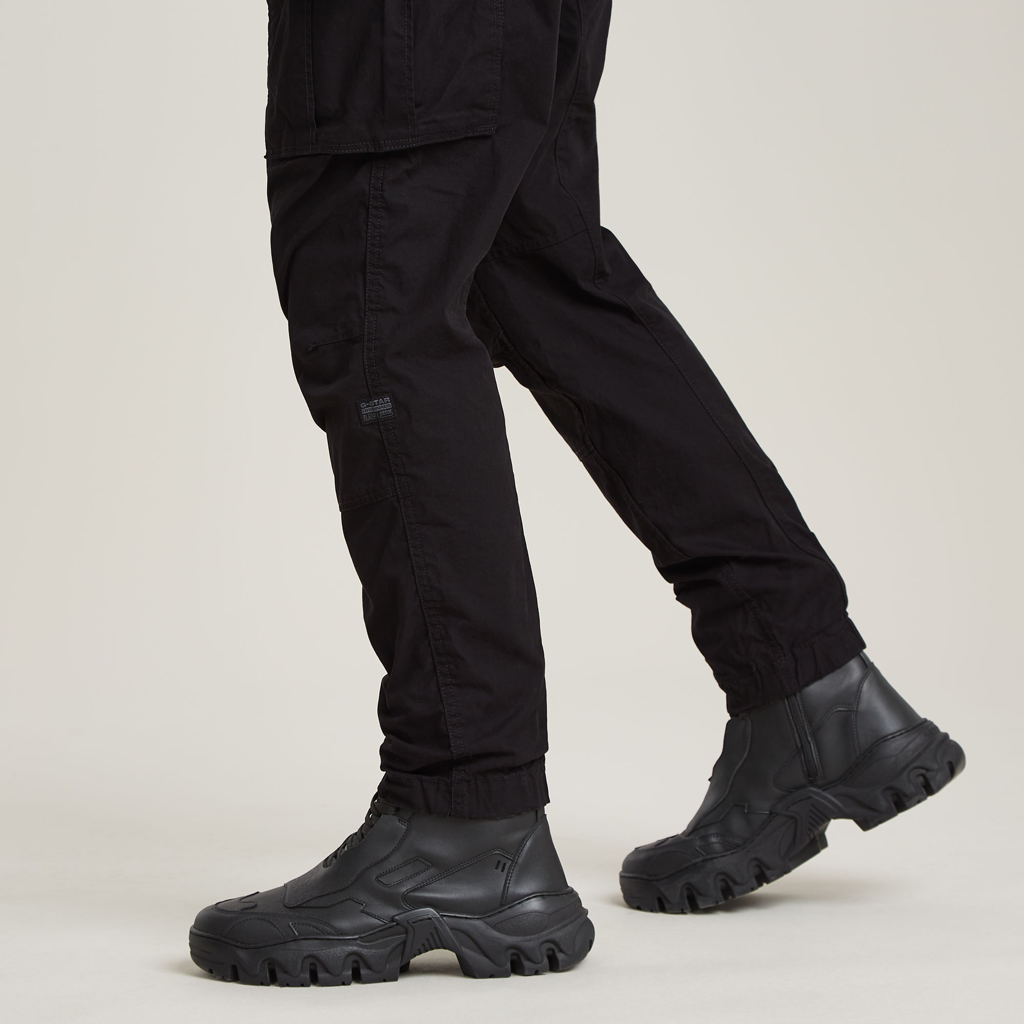 G-Star RAW Cargo Broek 3D Regular Tapered Cuffed Zwart Heren