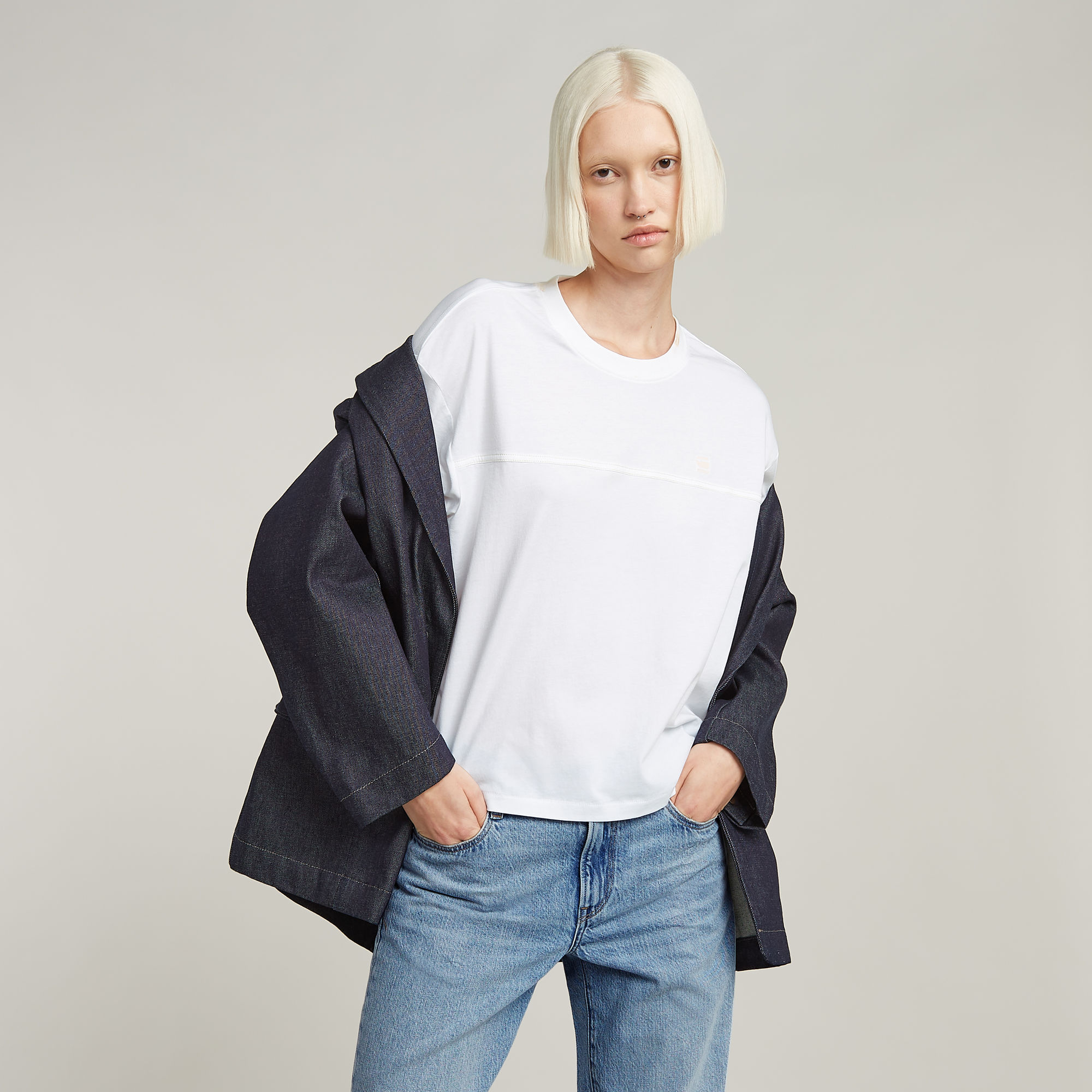 G-Star RAW Horizontal Seam Loose Top Wit Dames