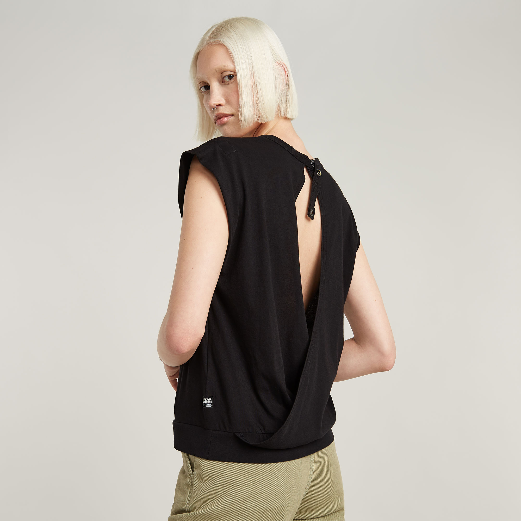 G-Star RAW Open Back Loose Sleeveless Top Zwart Dames
