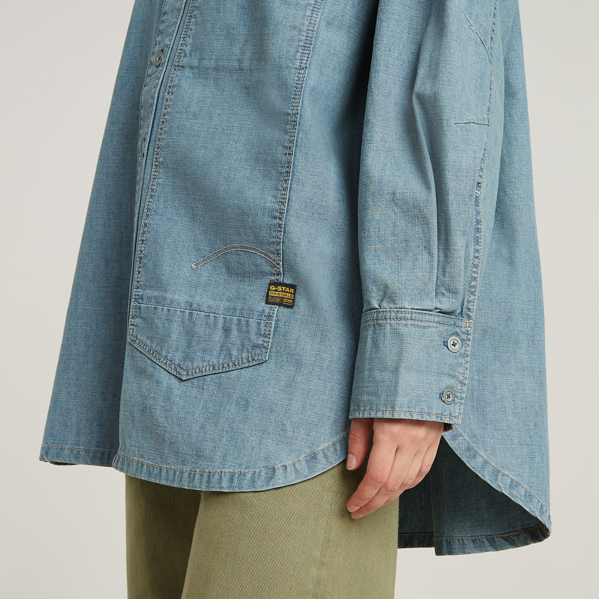 G-Star RAW Long Pocket Maxi Blouse Lichtblauw Dames