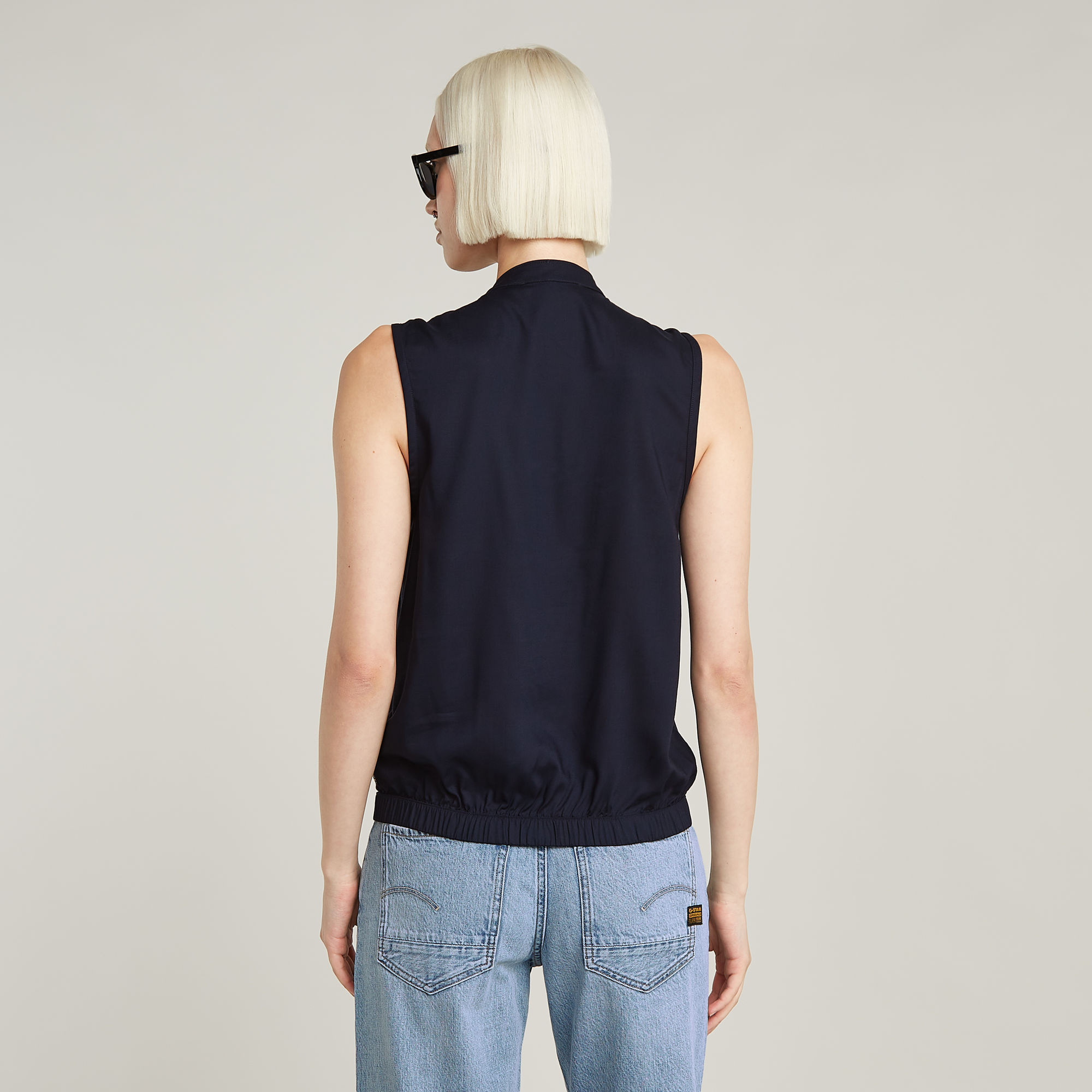 G-Star RAW Stand Up Collar Top Donkerblauw Dames