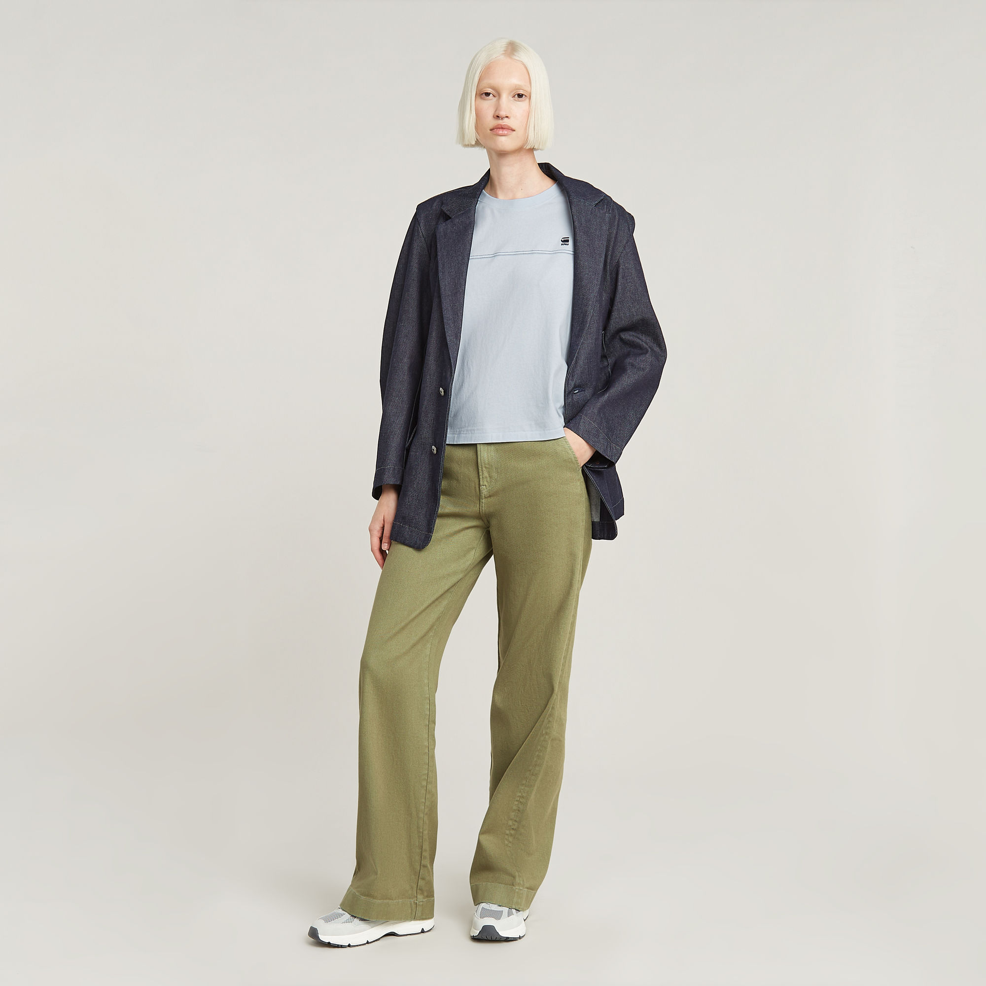 G-Star RAW Horizontal Seam Loose Top Lichtblauw Dames