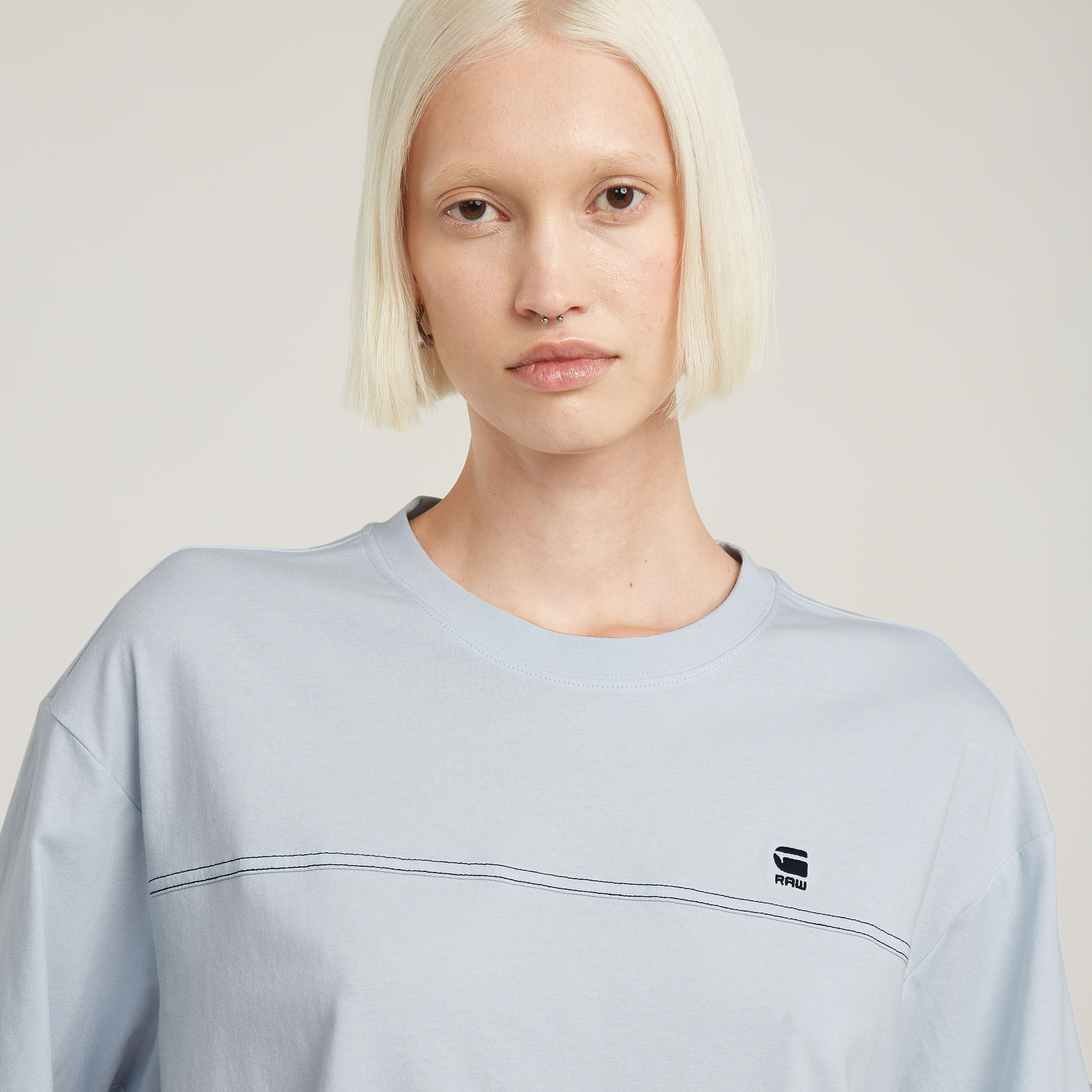 G-Star RAW Horizontal Seam Loose Top Lichtblauw Dames