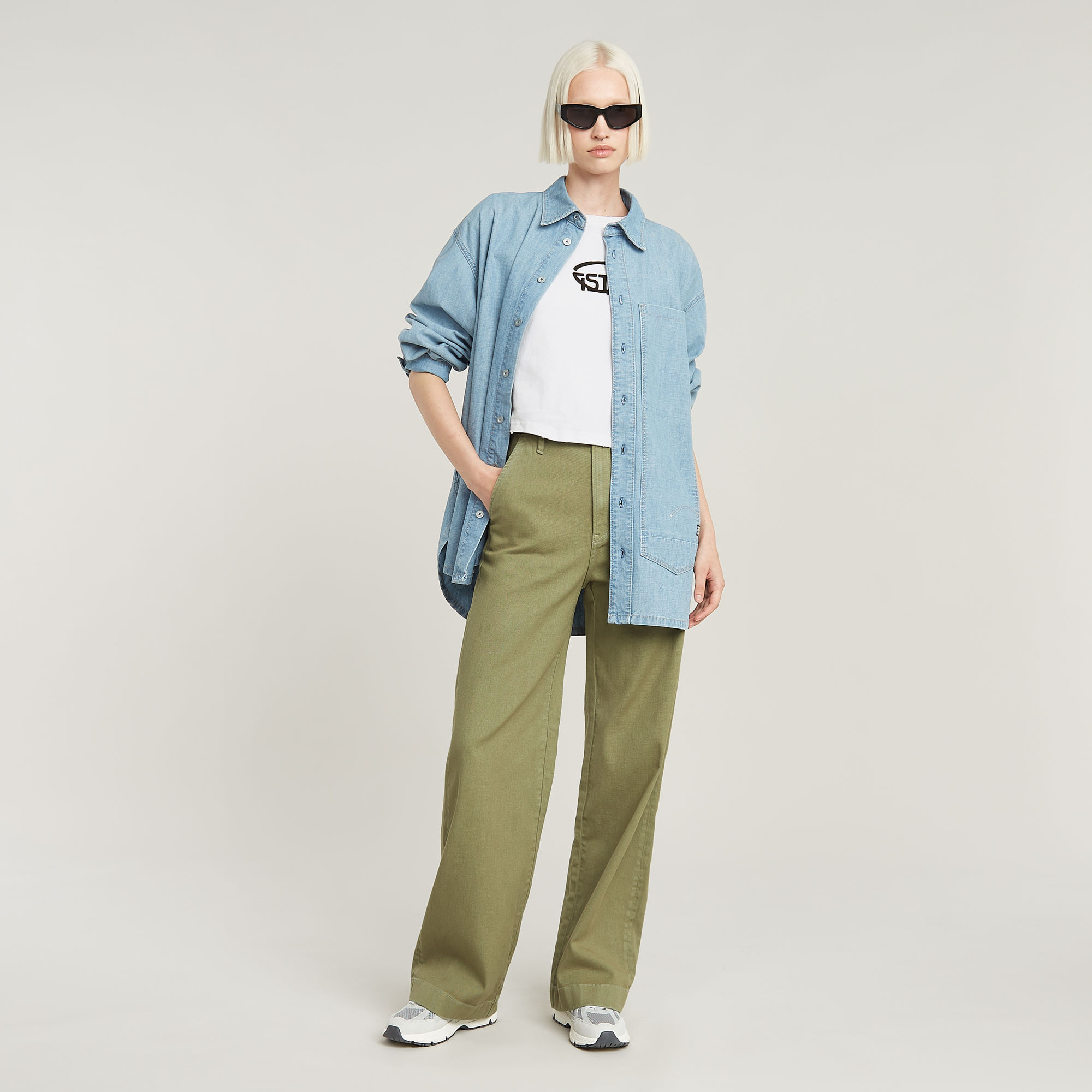 G-Star RAW Logo Relaxed Korte Top Wit Dames