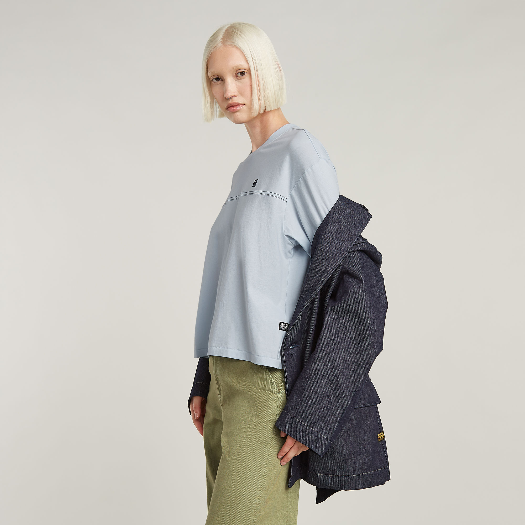 G-Star RAW Horizontal Seam Loose Top Lichtblauw Dames