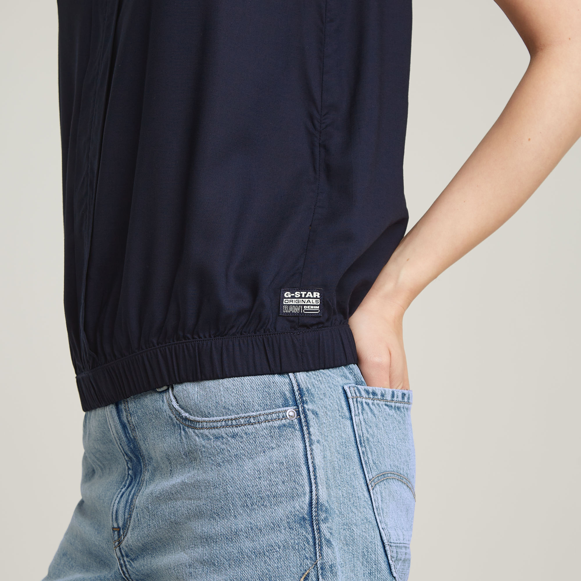 G-Star RAW Stand Up Collar Top Donkerblauw Dames