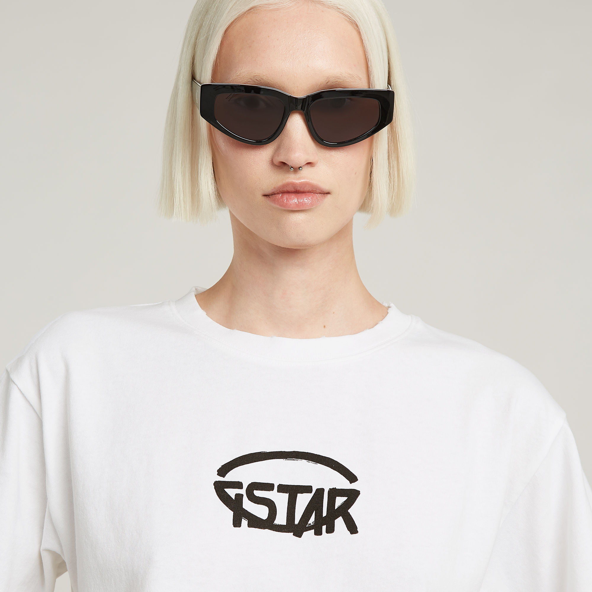 G-Star RAW Logo Relaxed Korte Top Wit Dames