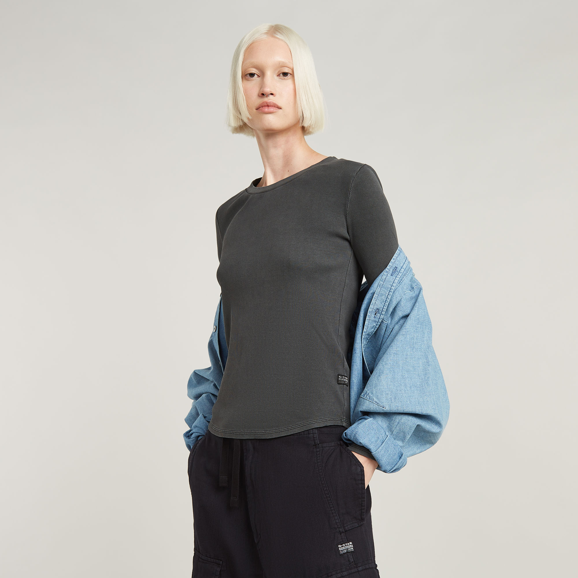 G-Star RAW Overdyed Slim Top Zwart Dames