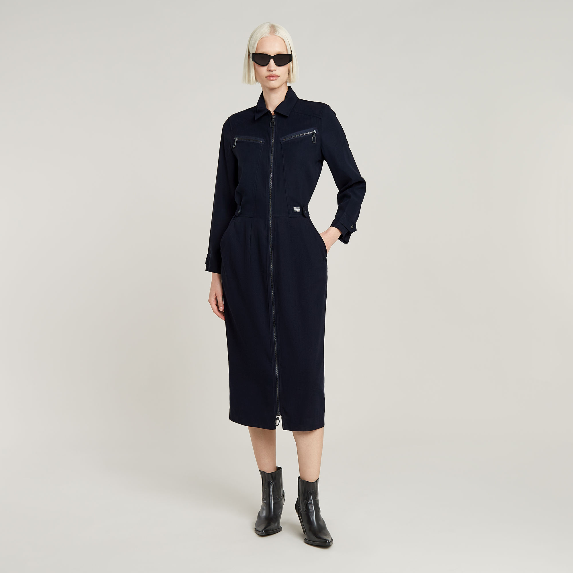 G-Star RAW Zip Through Jurk Donkerblauw Dames