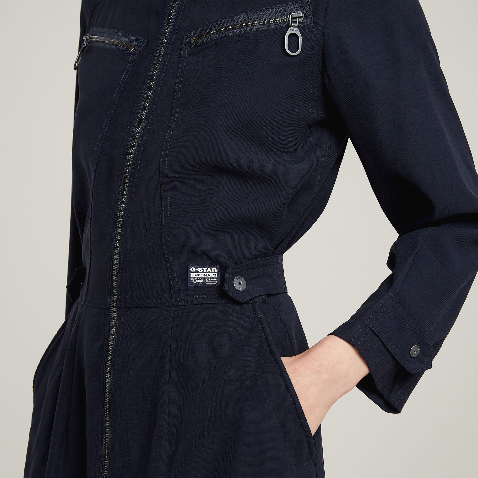 G-Star RAW Zip Through Jurk Donkerblauw Dames