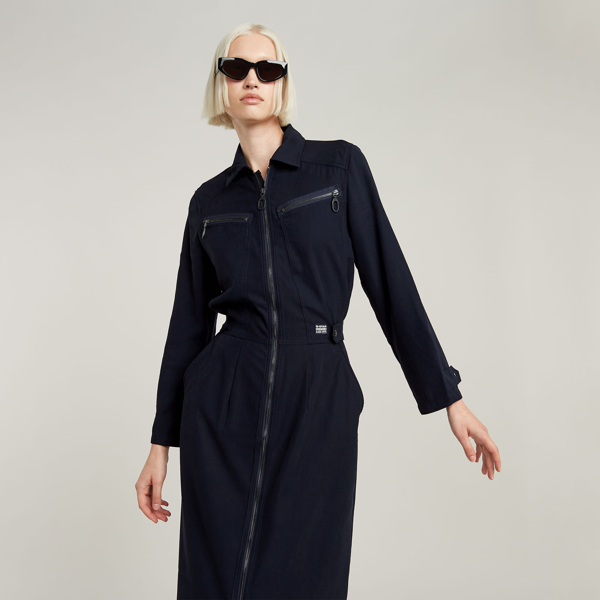 G-Star RAW Zip Through Jurk Donkerblauw Dames