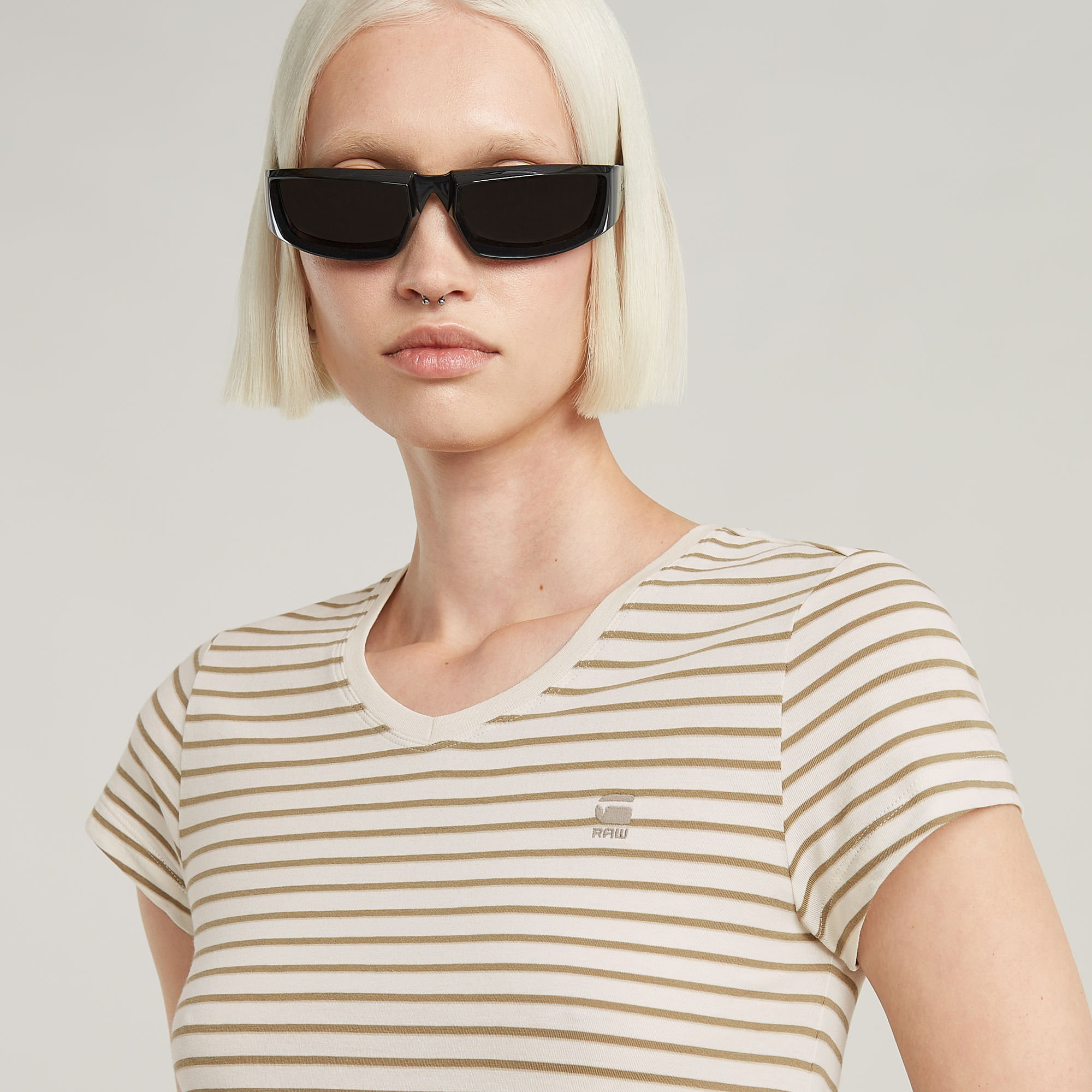 G-Star RAW Stripe Eyben Slim V-Hals Top 2.0 Meerkleurig Dames