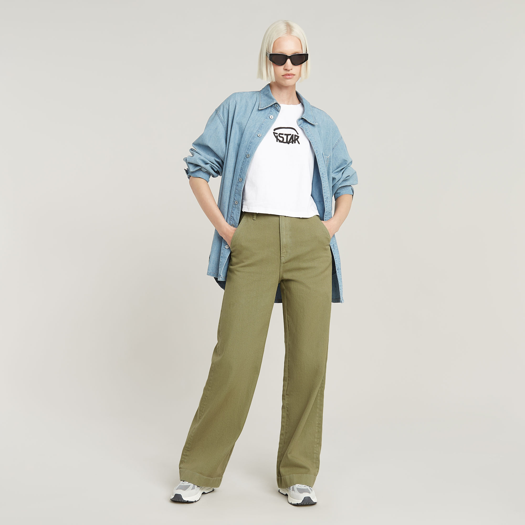 G-Star RAW Deck 2.0 High Loose Chino Groen Dames
