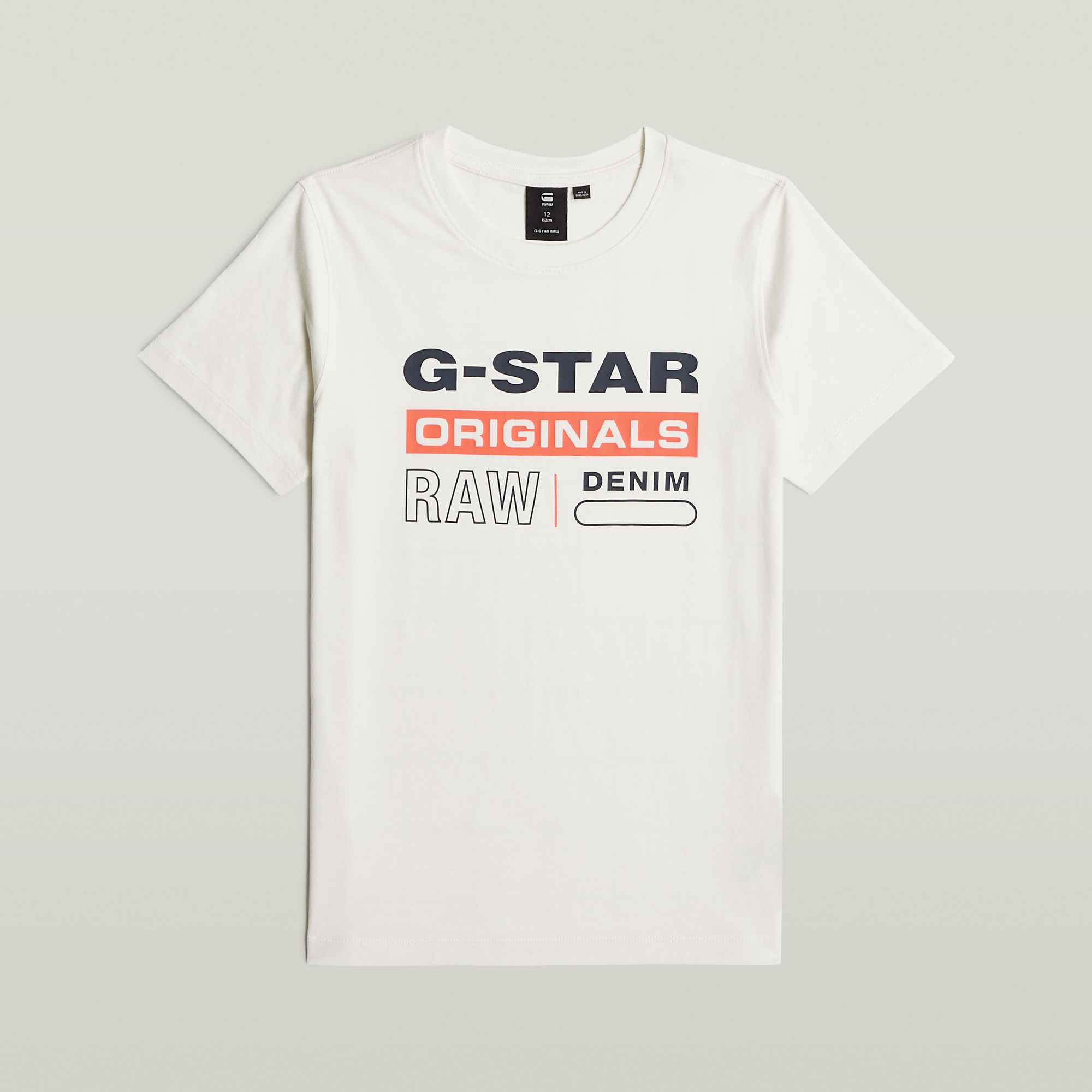 G-Star RAW Jongens T-Shirt Regular Originals Logo Wit jongens