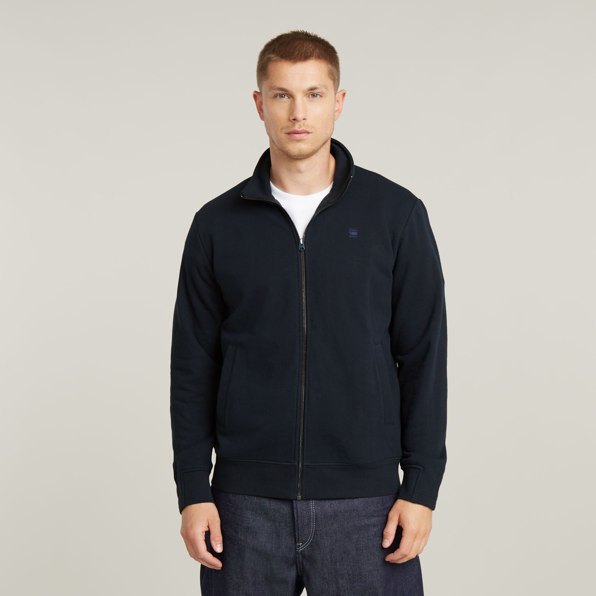 

Nifous Zip Thru Sweater - Dark blue - Men