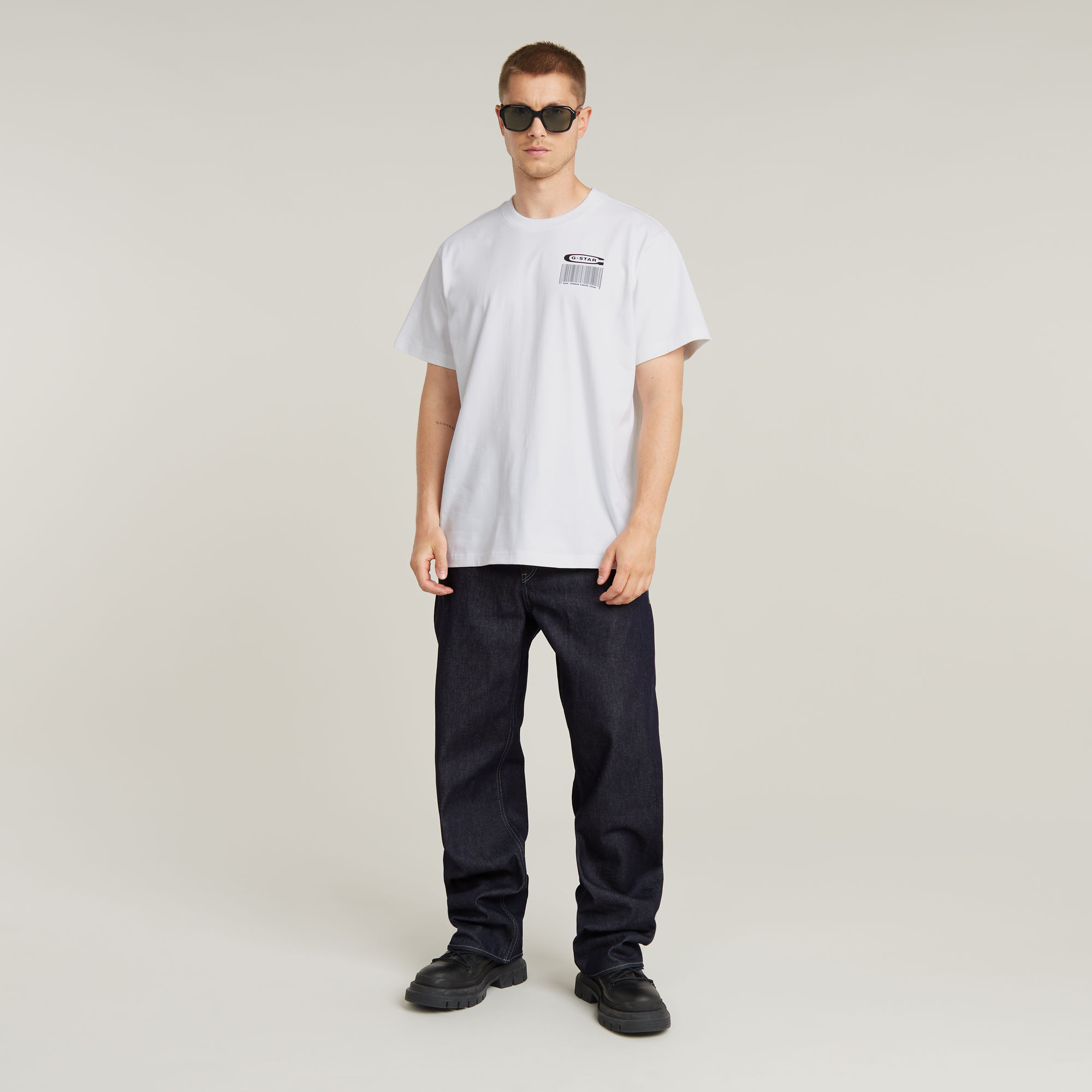 G-Star RAW Barcode Back Graphic Loose T-Shirt Wit Heren