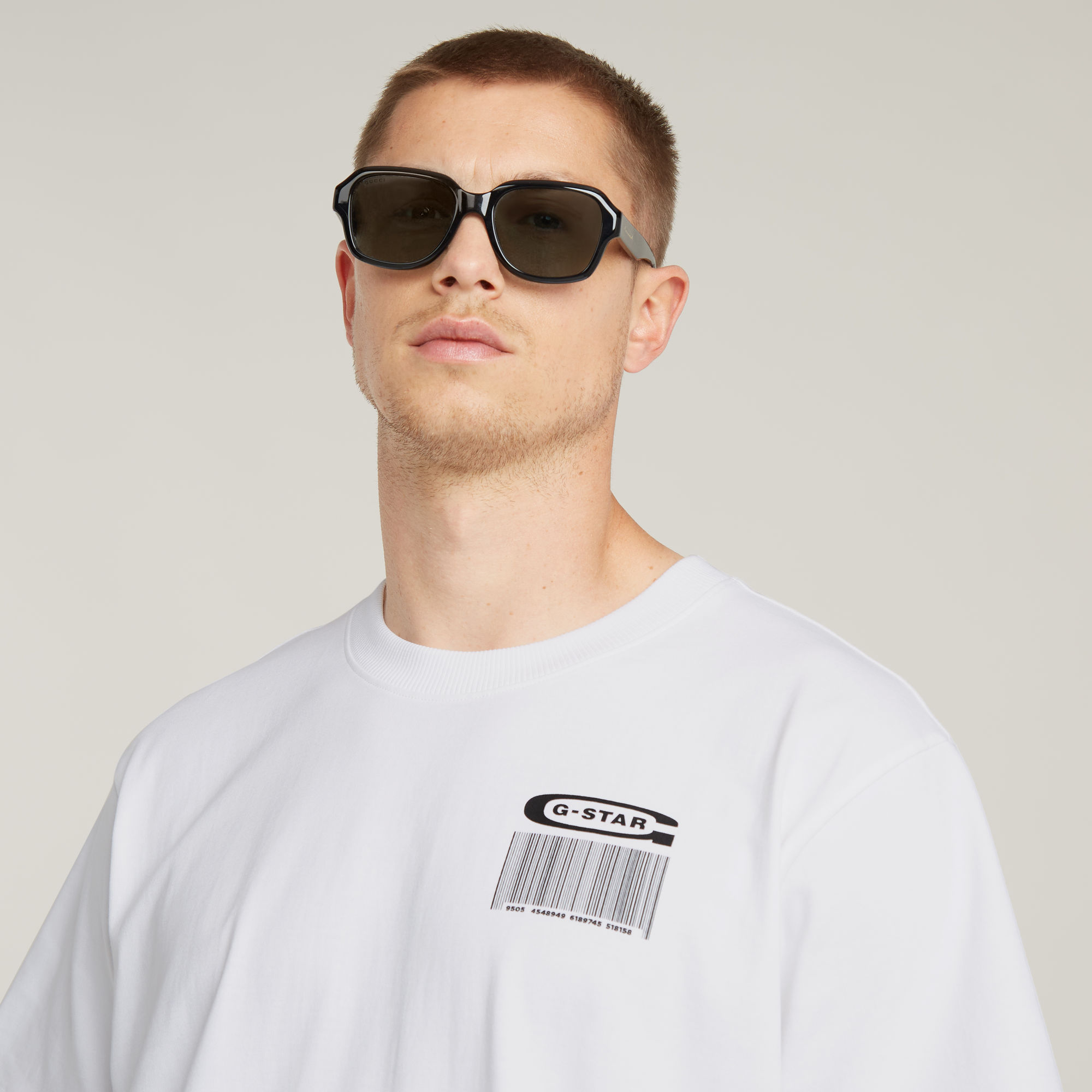 G-Star RAW Barcode Back Graphic Loose T-Shirt Wit Heren