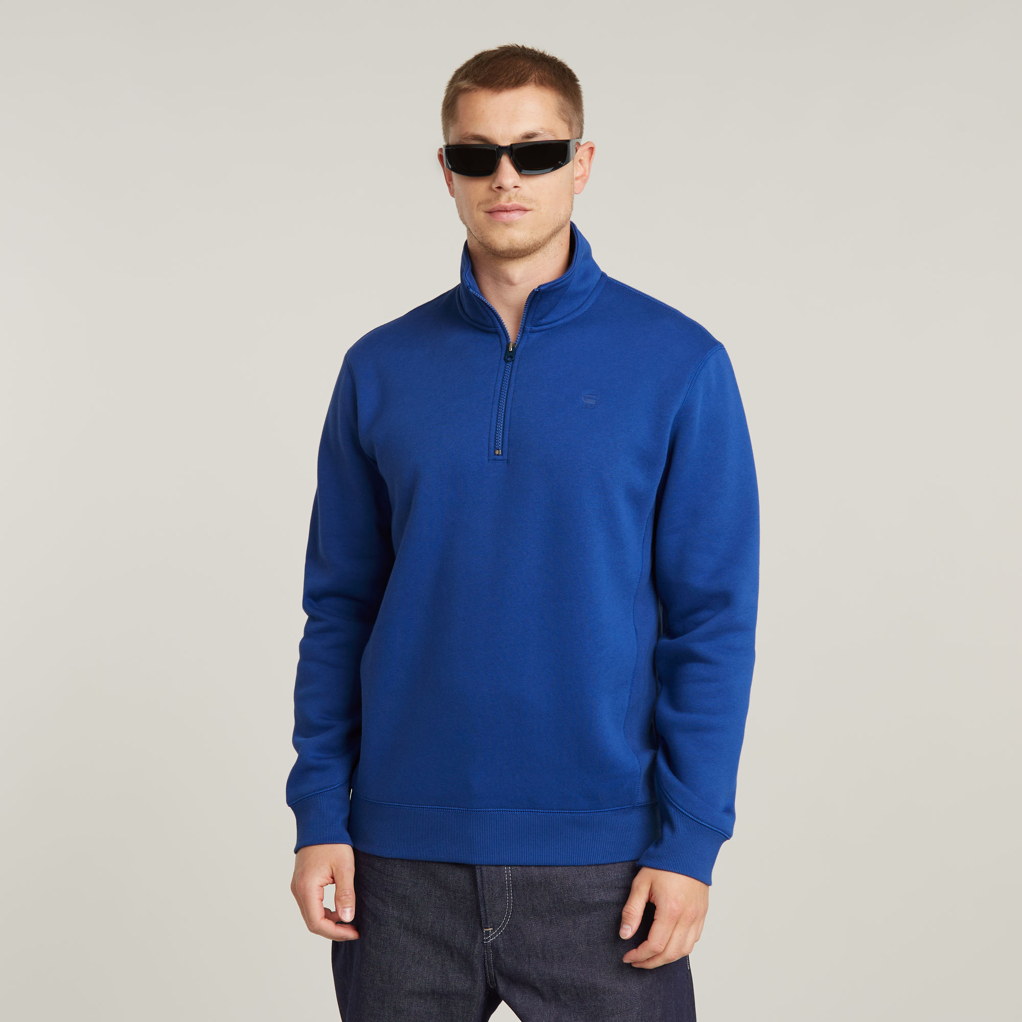 G-Star RAW Premium Core Half Zip Sweater Midden blauw Heren