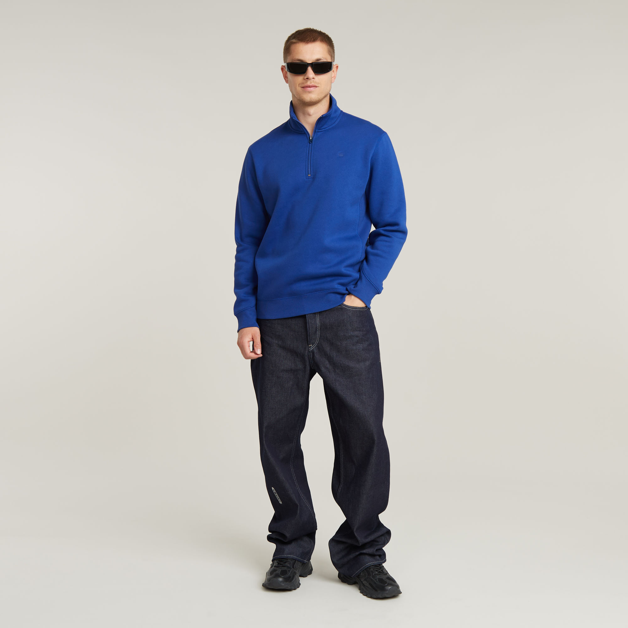 G-Star RAW Premium Core Half Zip Sweater Midden blauw Heren