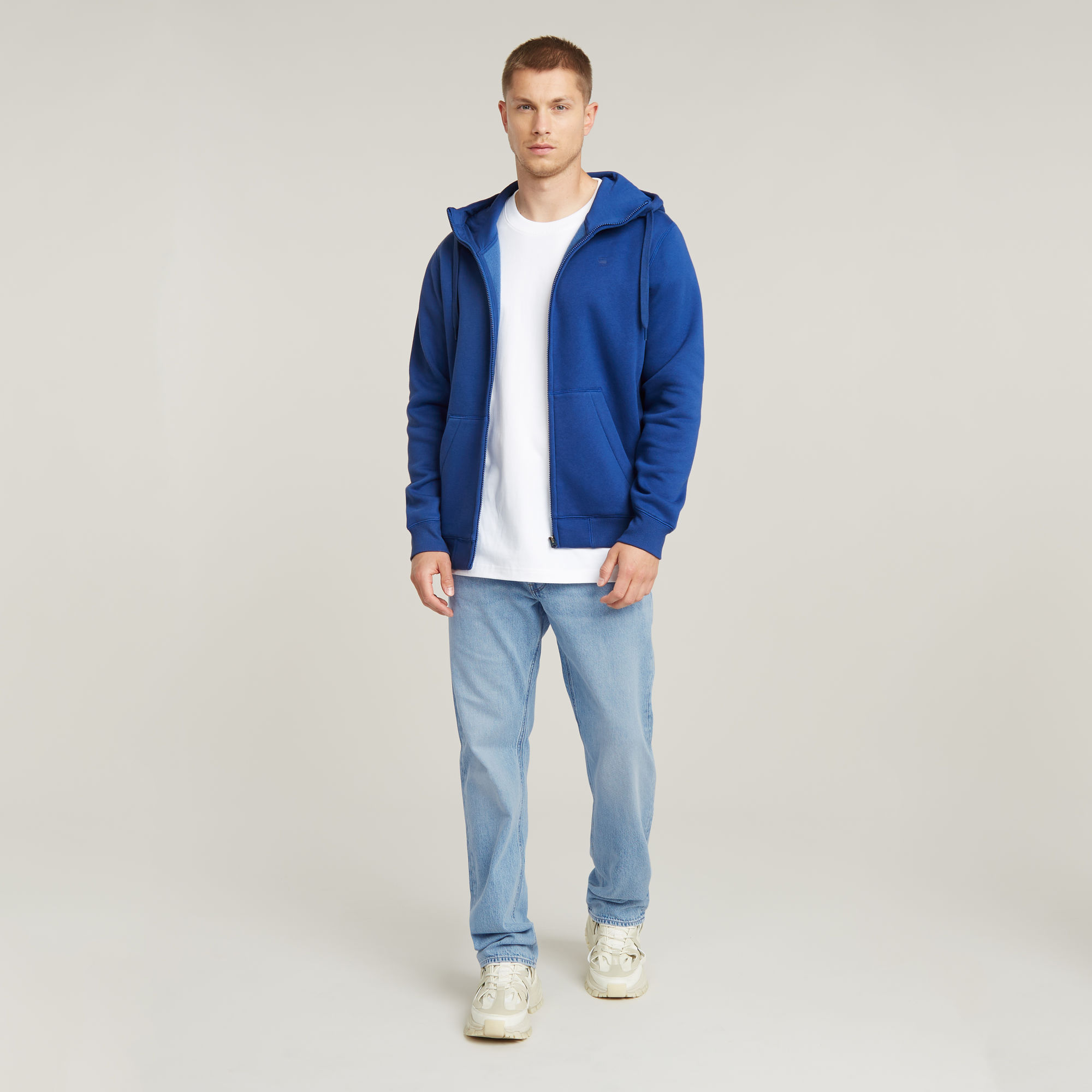 G-Star RAW Premium Core Hoodie Met Rits Midden blauw Heren